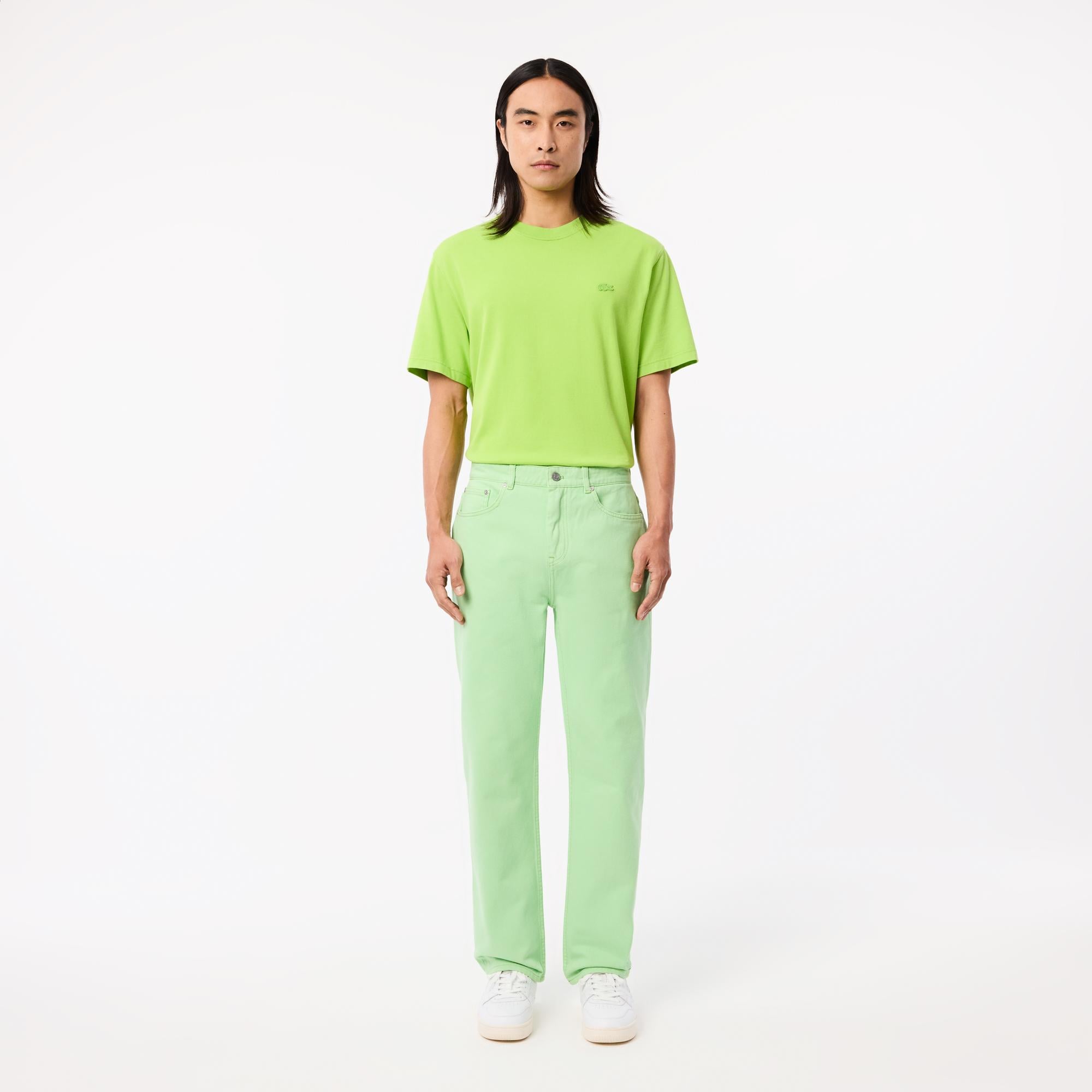 Erkek Straight Fit Denim Yeşil Pantolon