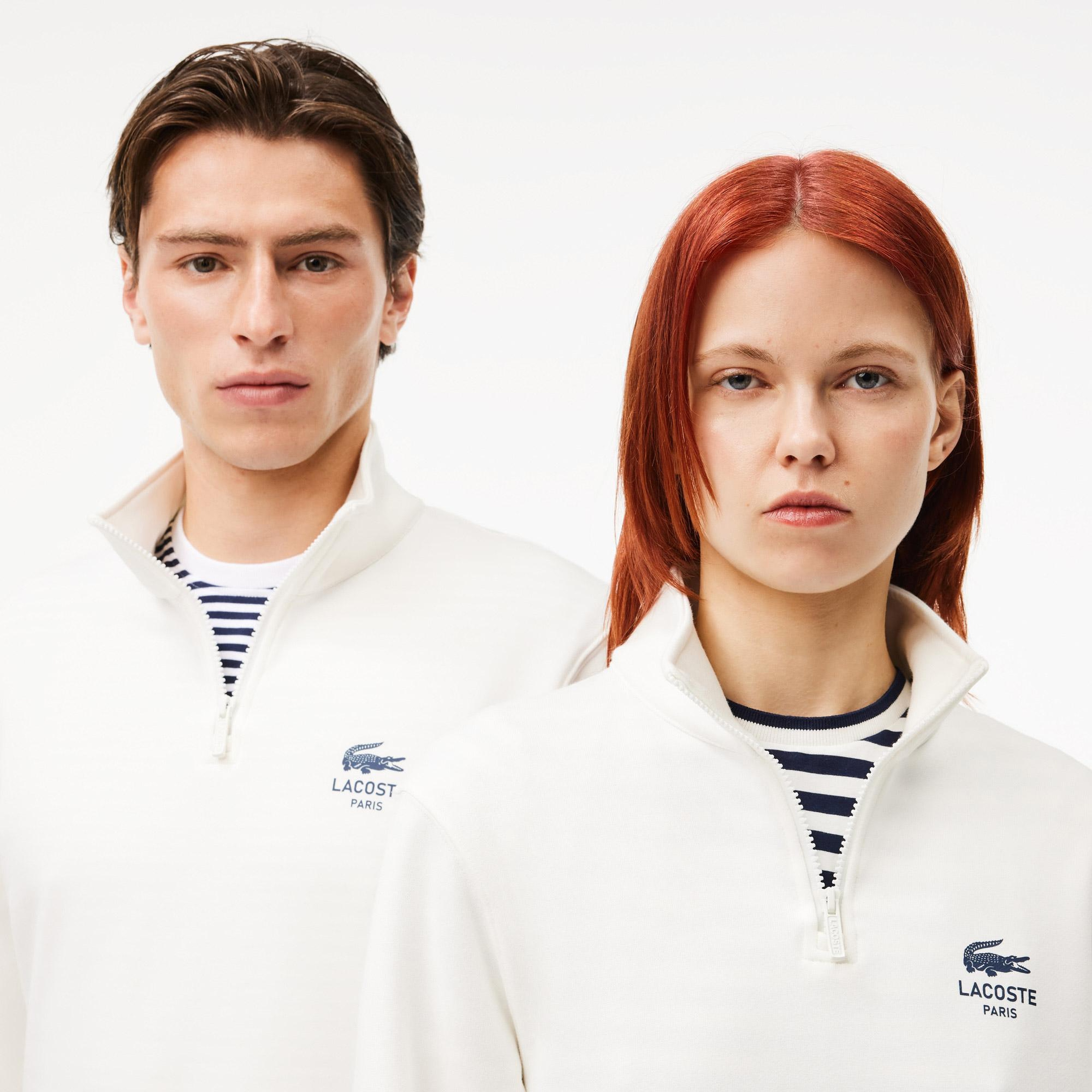 Lacoste Neck-Zip Erkek Beyaz Sweatshirt
