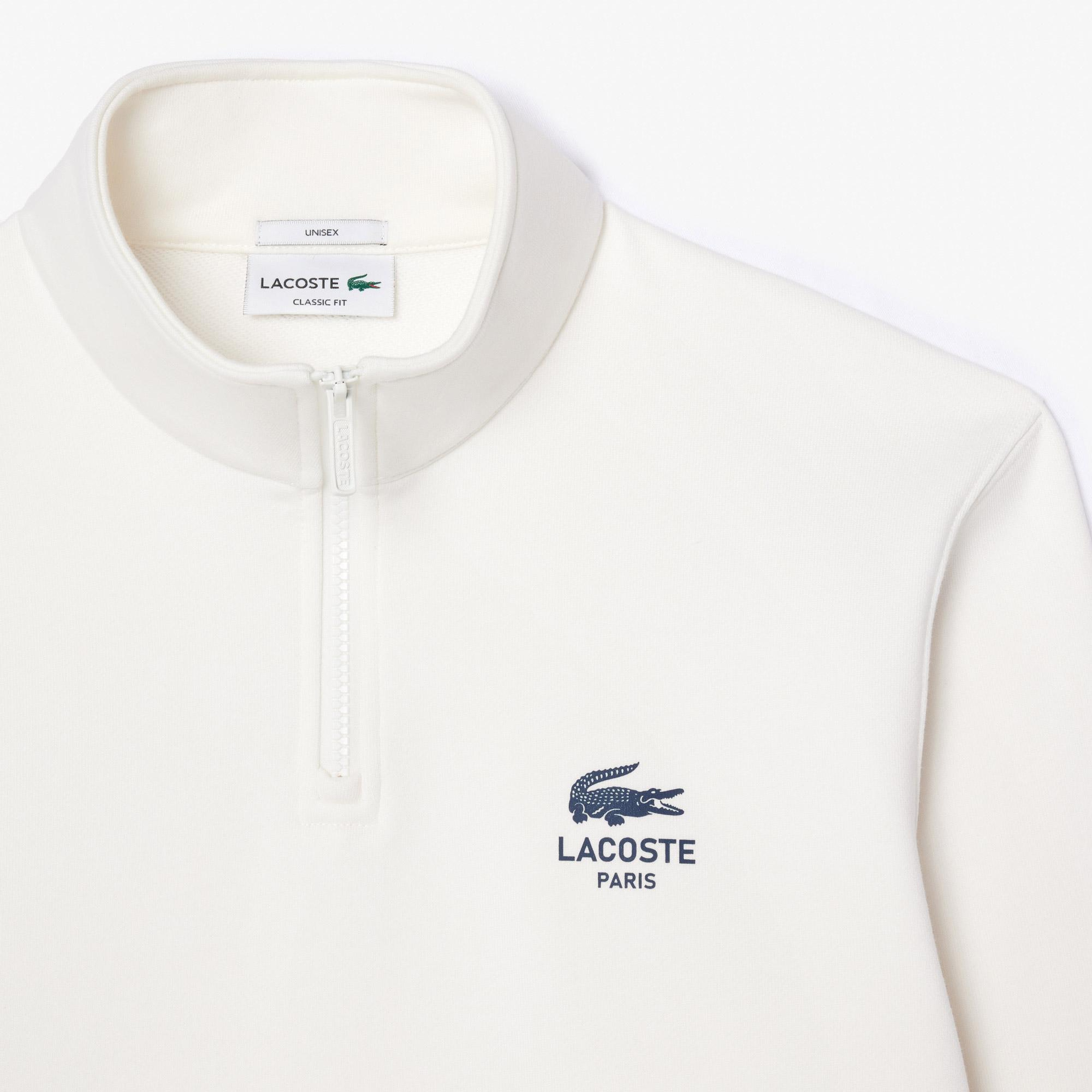 Lacoste Neck-Zip Erkek Beyaz Sweatshirt
