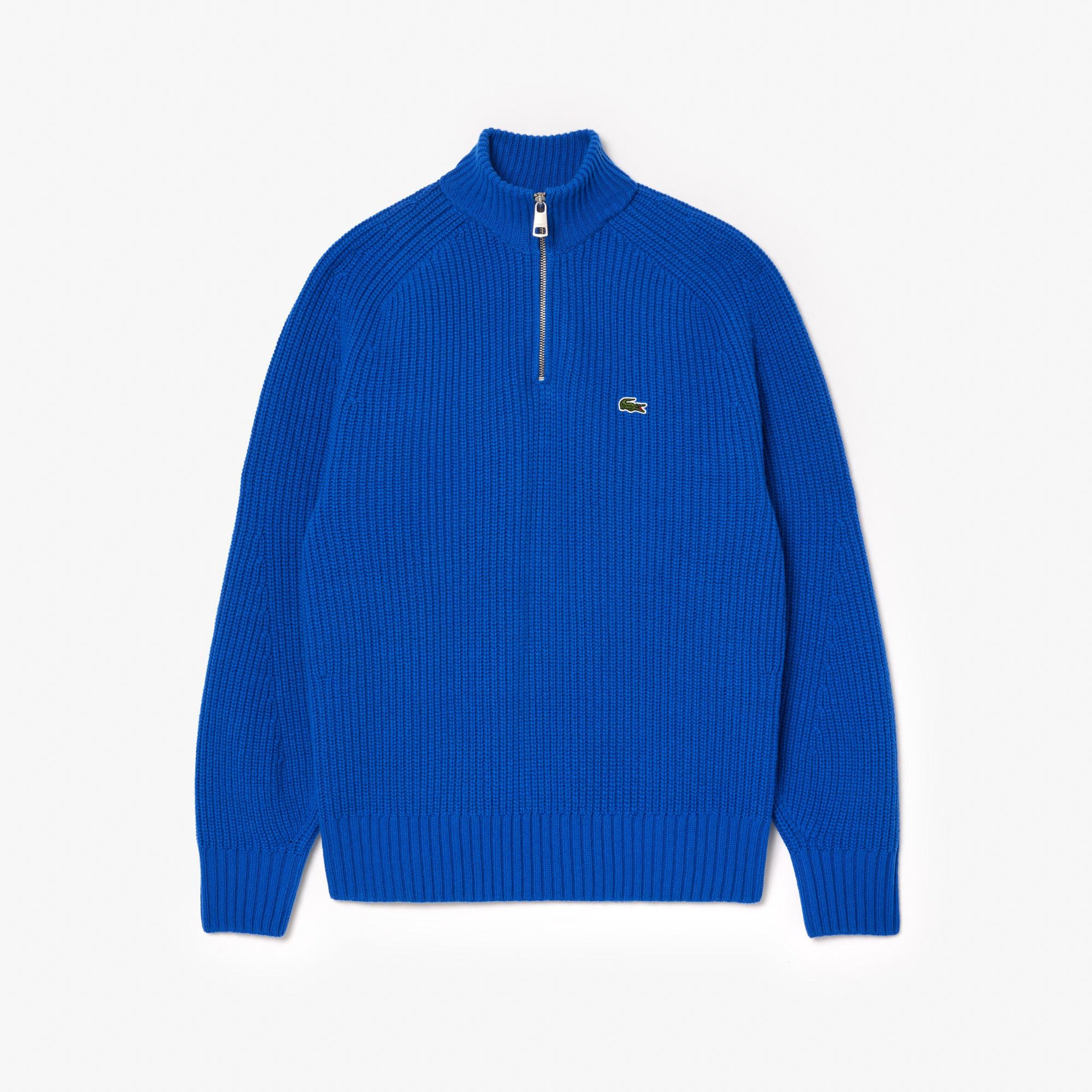 Erkek Classic Fit Yarım Fermuarlı Lacivert Yün Kazak