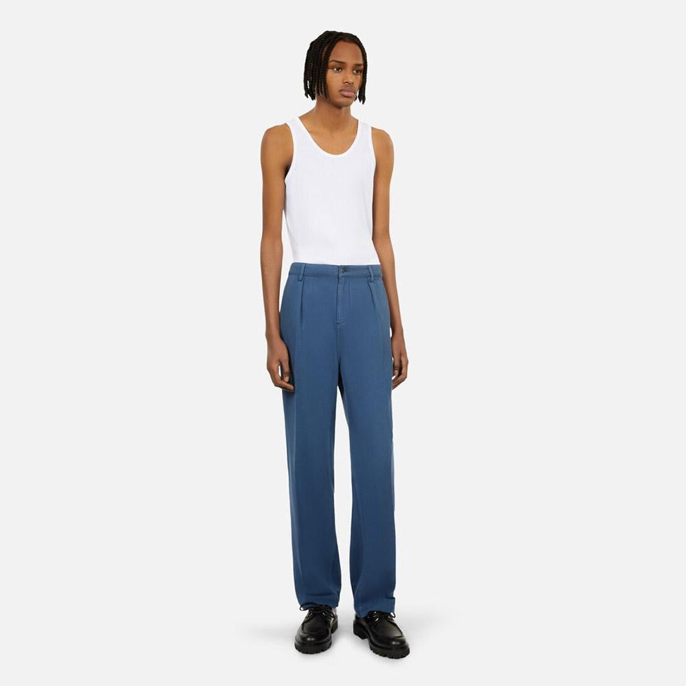 ERKEK STRAIGHT FIT MAVİ Keten Karışımlı Jean