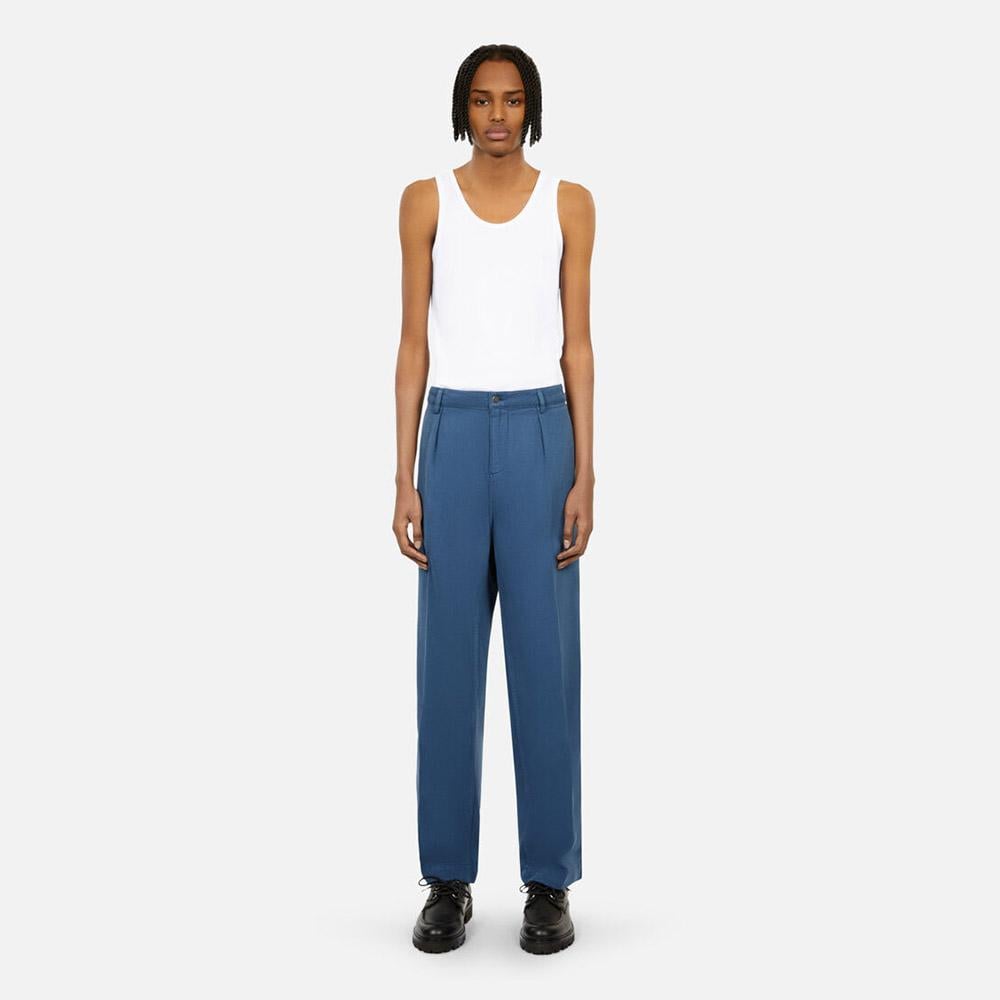 ERKEK STRAIGHT FIT MAVİ Keten Karışımlı Jean