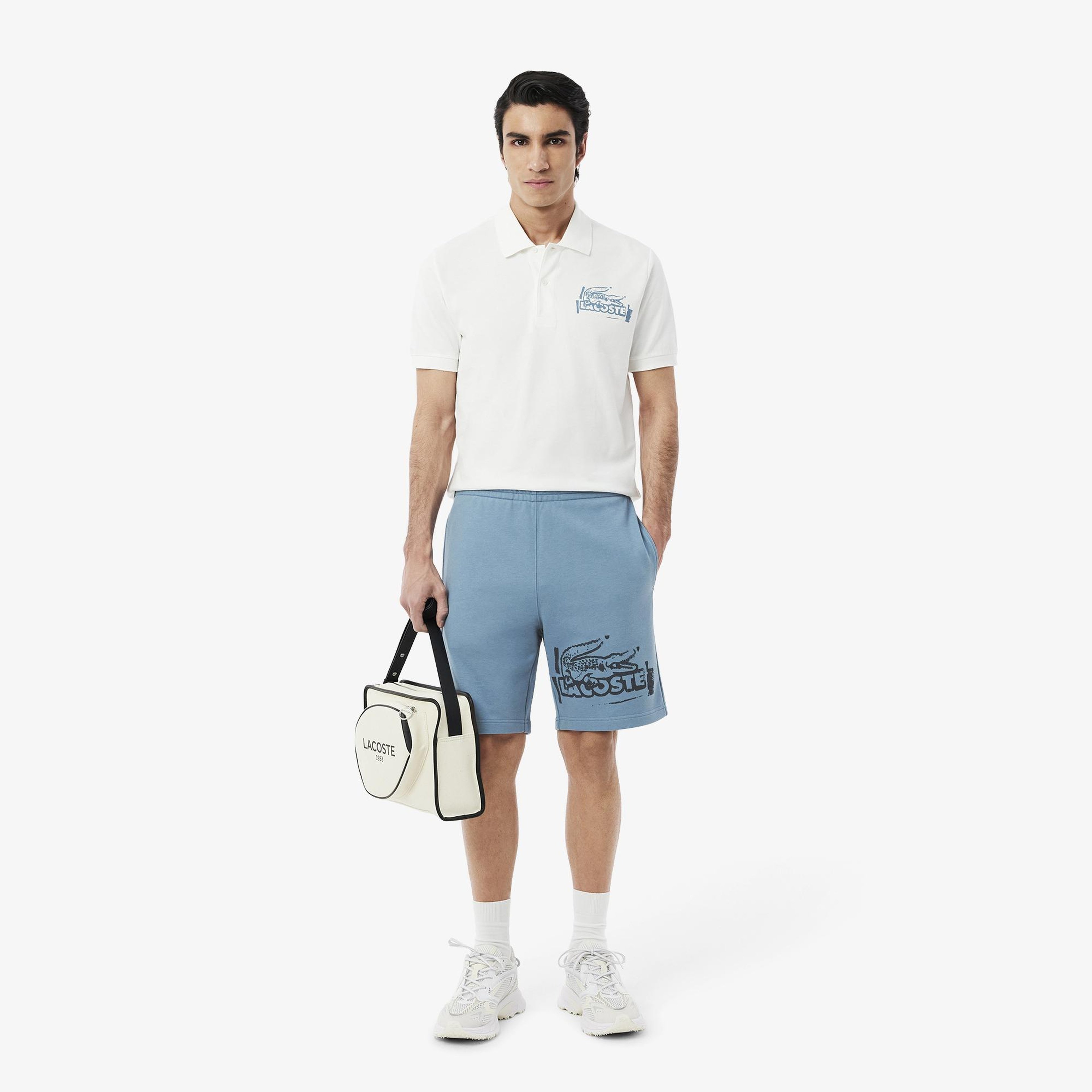 Lacoste Graphic Cotton Fleece Erkek Mavi Modal Karışımlı Şort