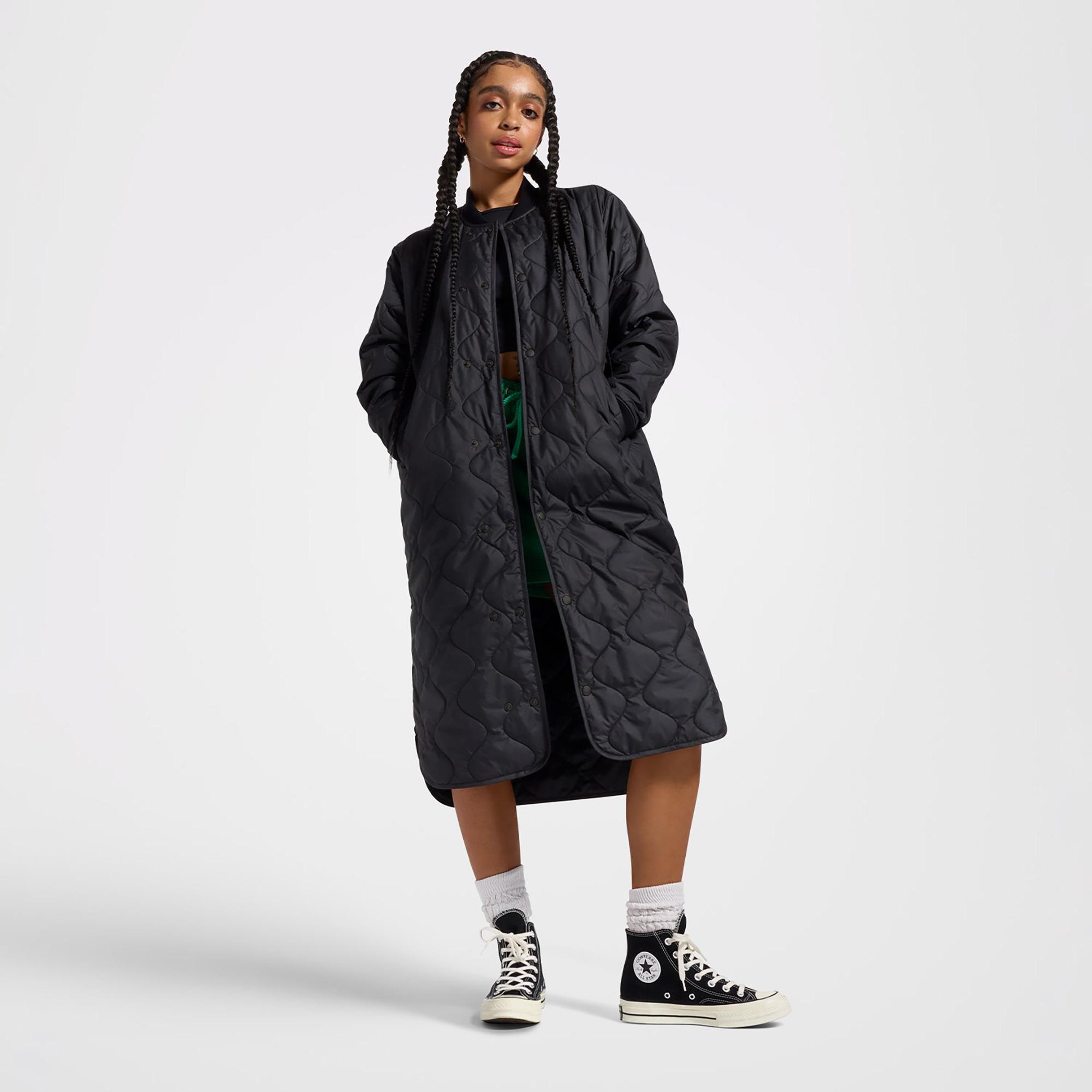 Converse Extra Long Malden Kadın Siyah Ceket
