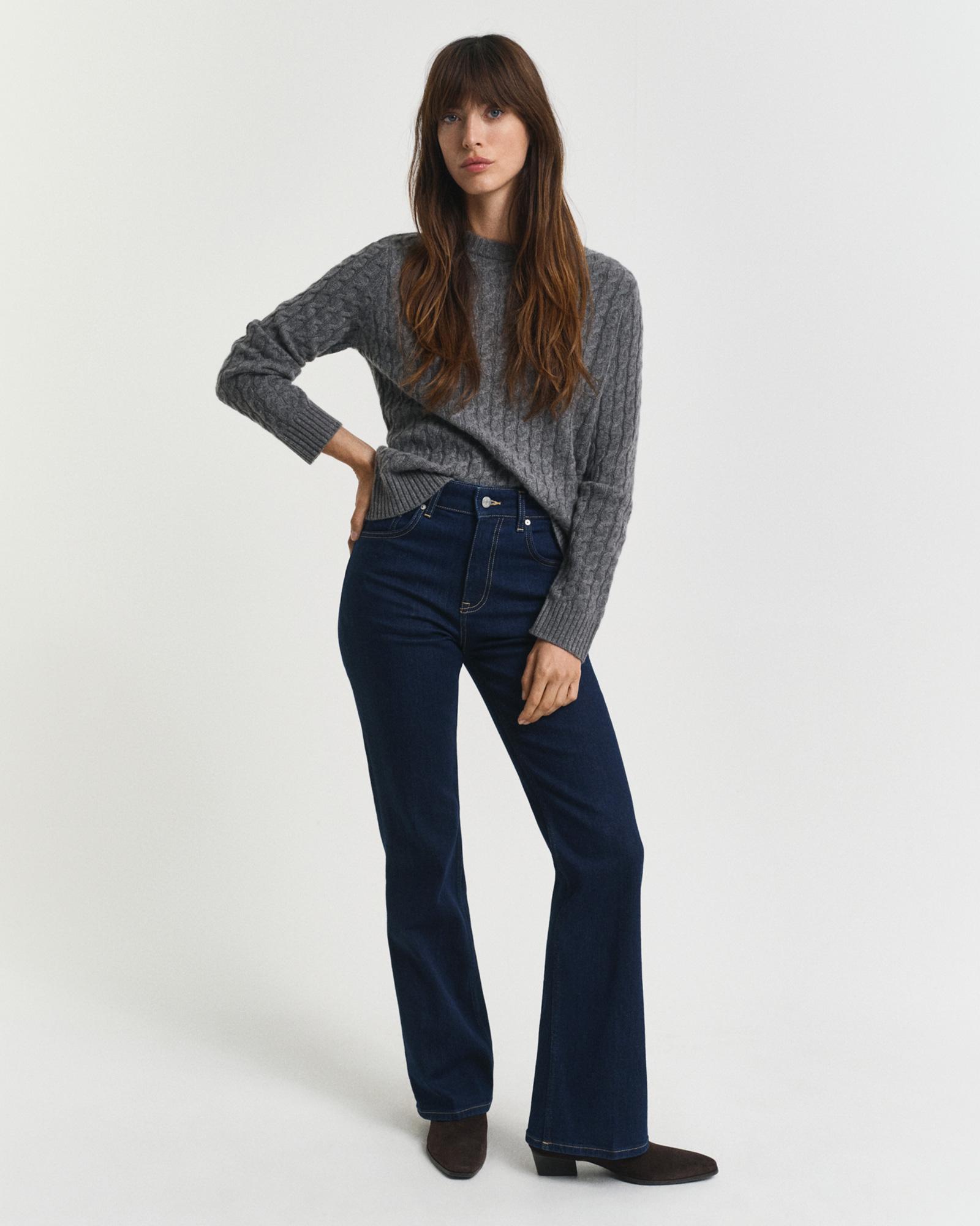 GANT Kadın Lacivert Slim Fit Flare Jean Pantolon