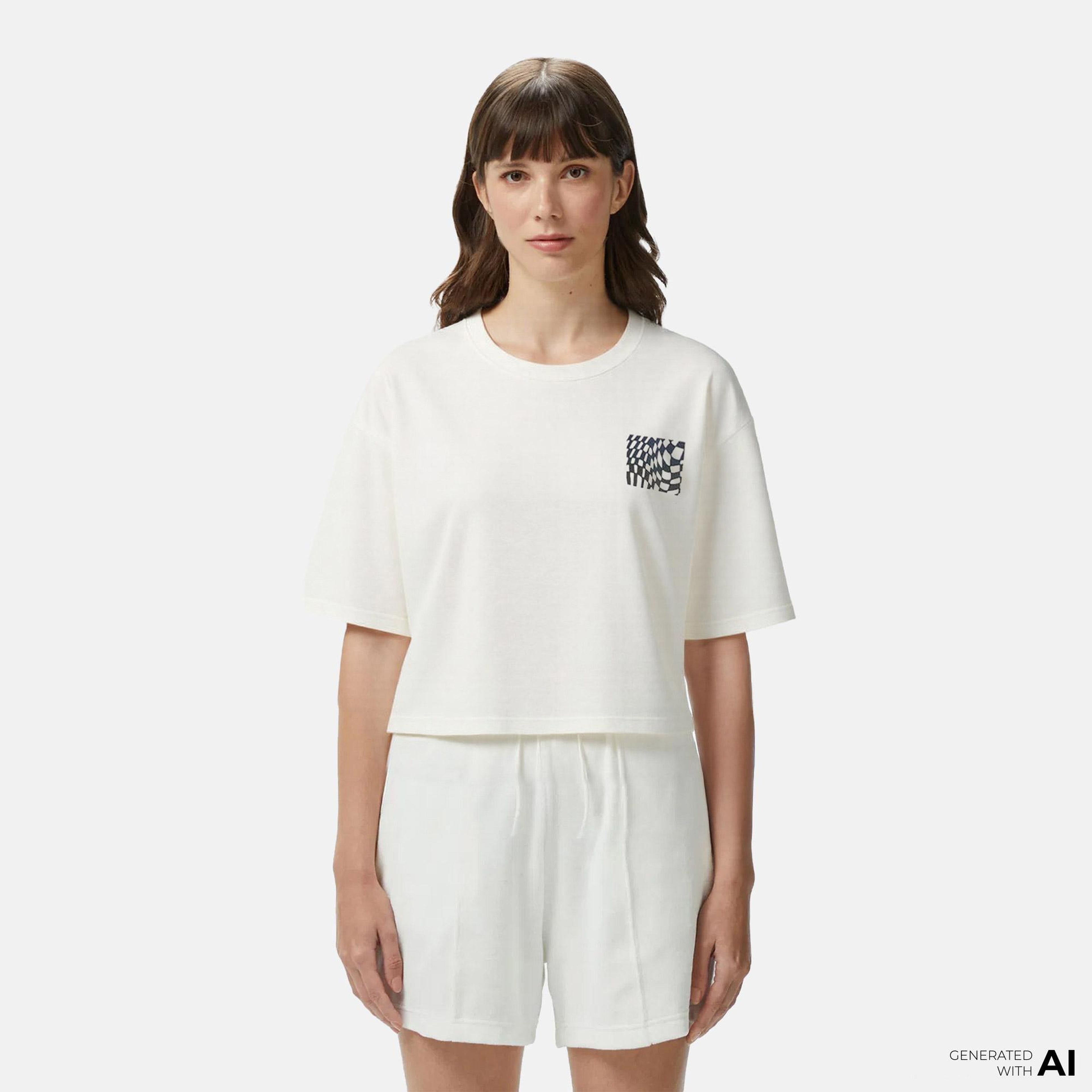 Vans MTE Wildthorn Reflective Boxy Fit Kadın Krem T-Shirt
