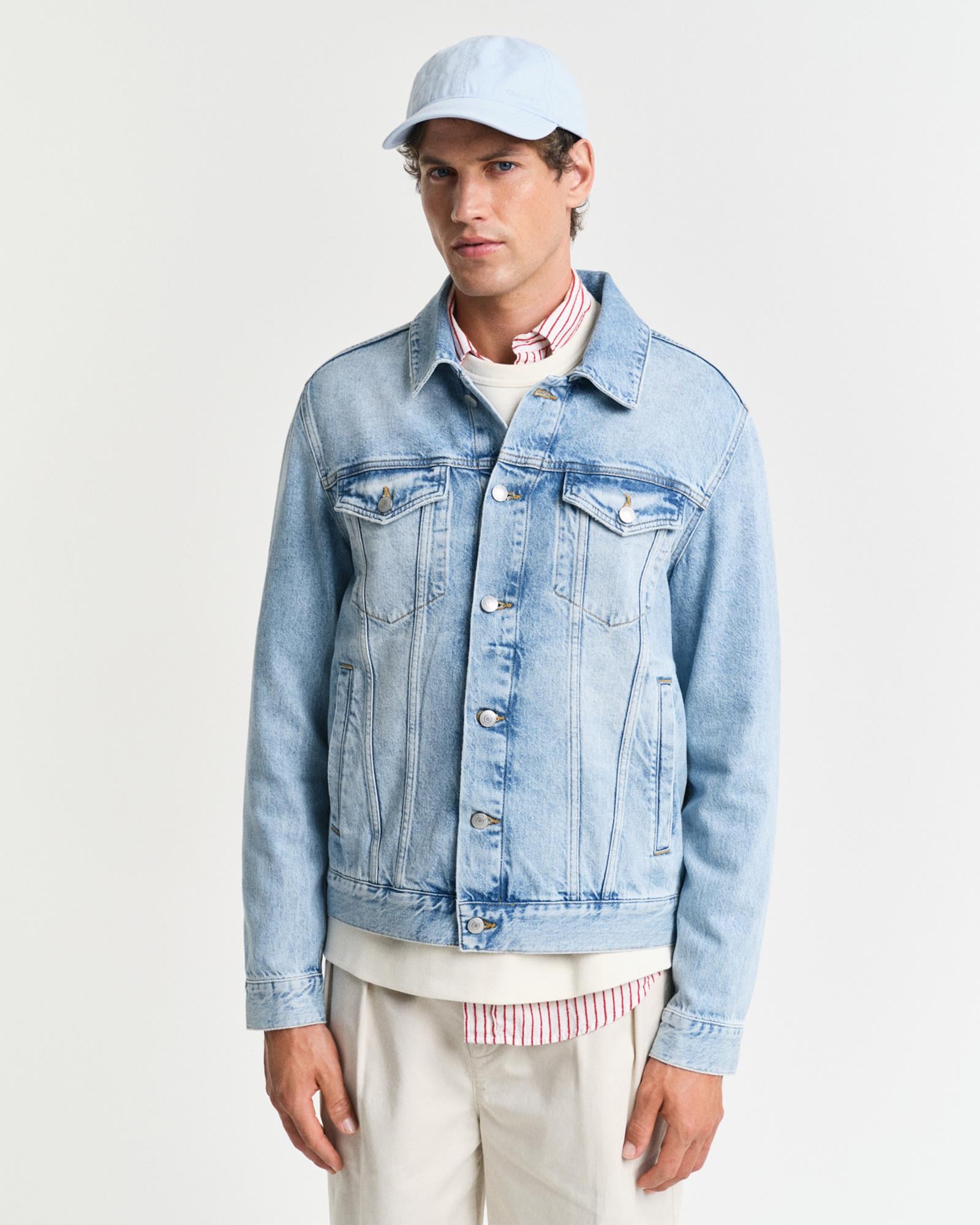 GANT Erkek Mavi Regular Fit Klasik Yaka Denim Ceket