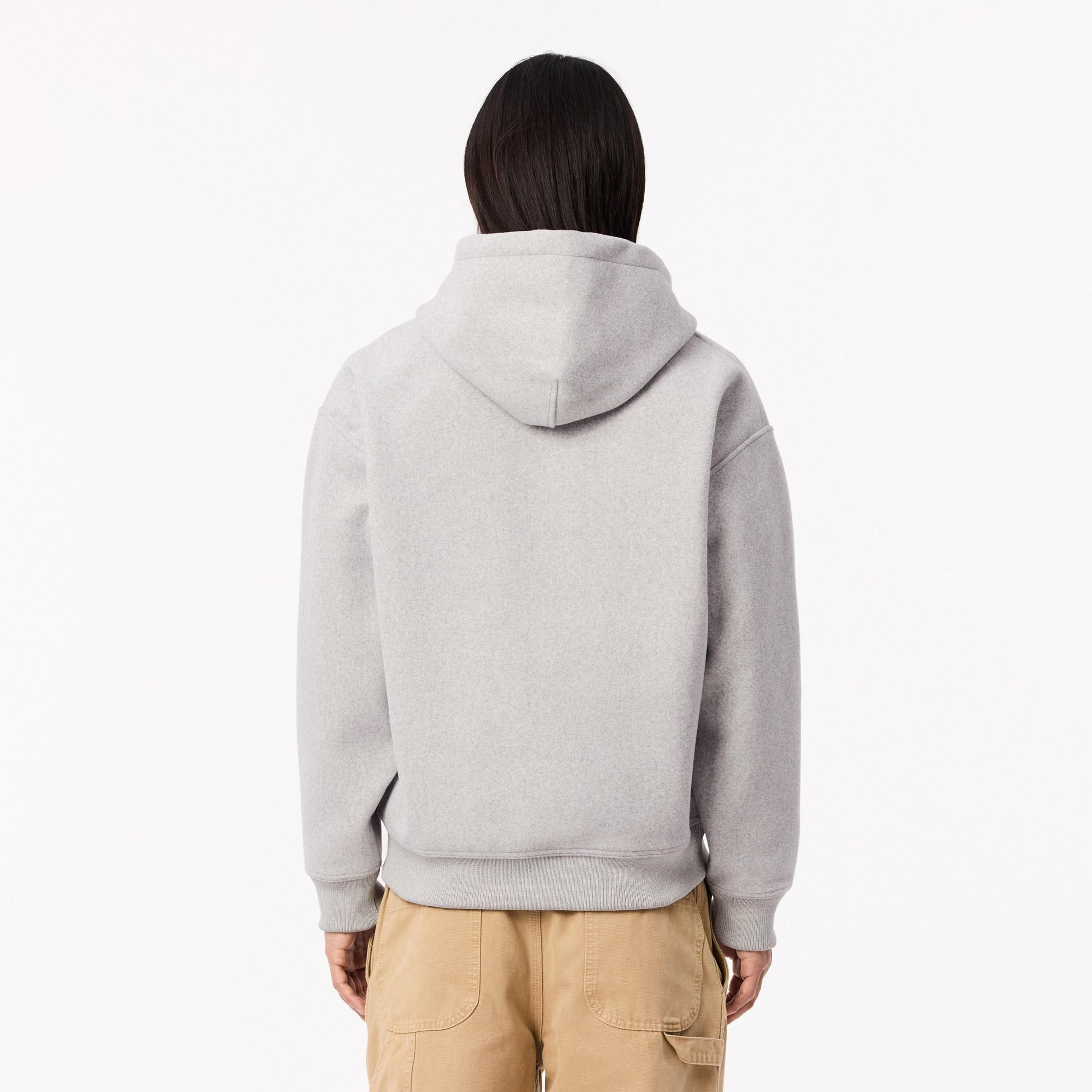 Erkek Loose Fit Kapüşonlu Gri Sweatshirt