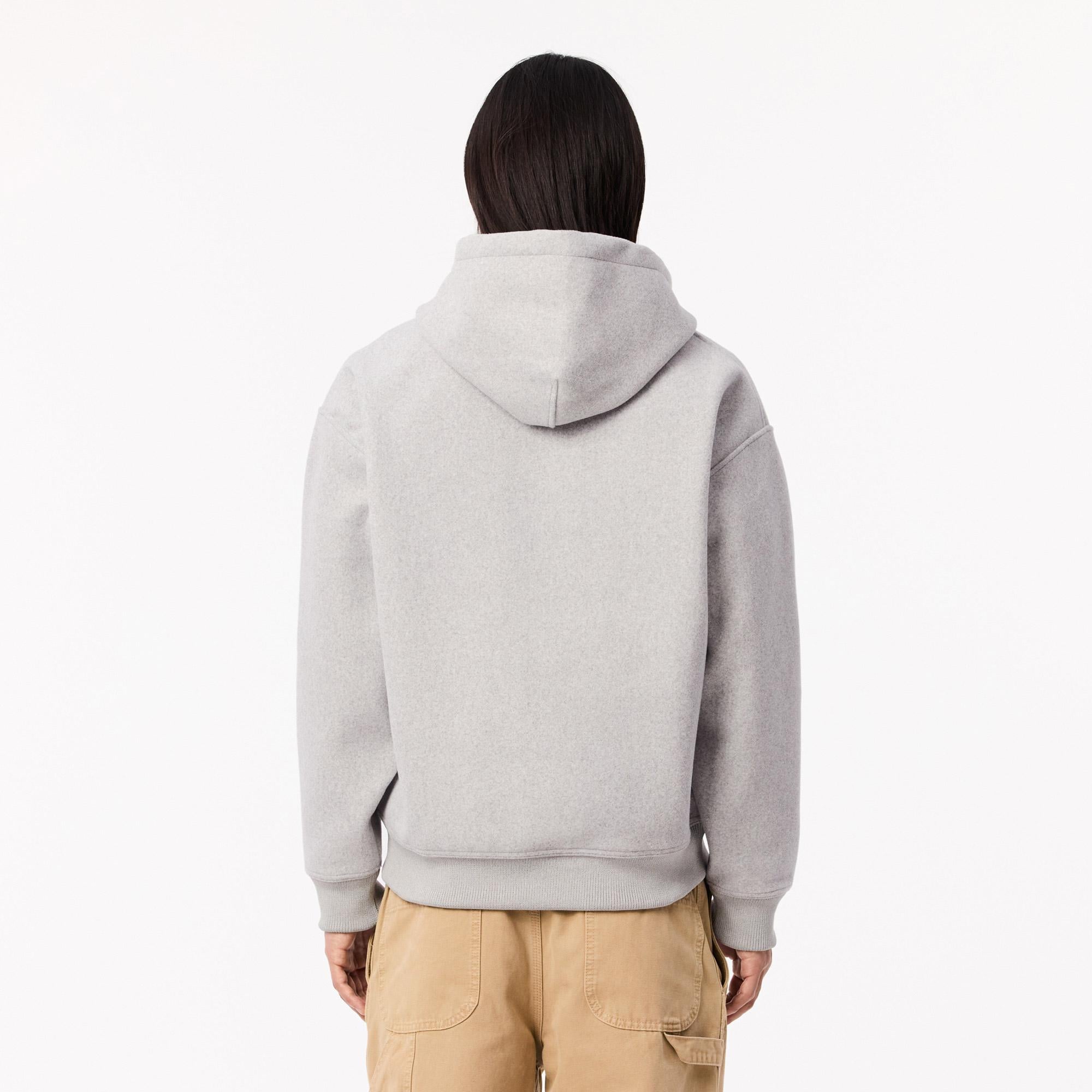 Erkek Loose Fit Kapüşonlu Gri Sweatshirt
