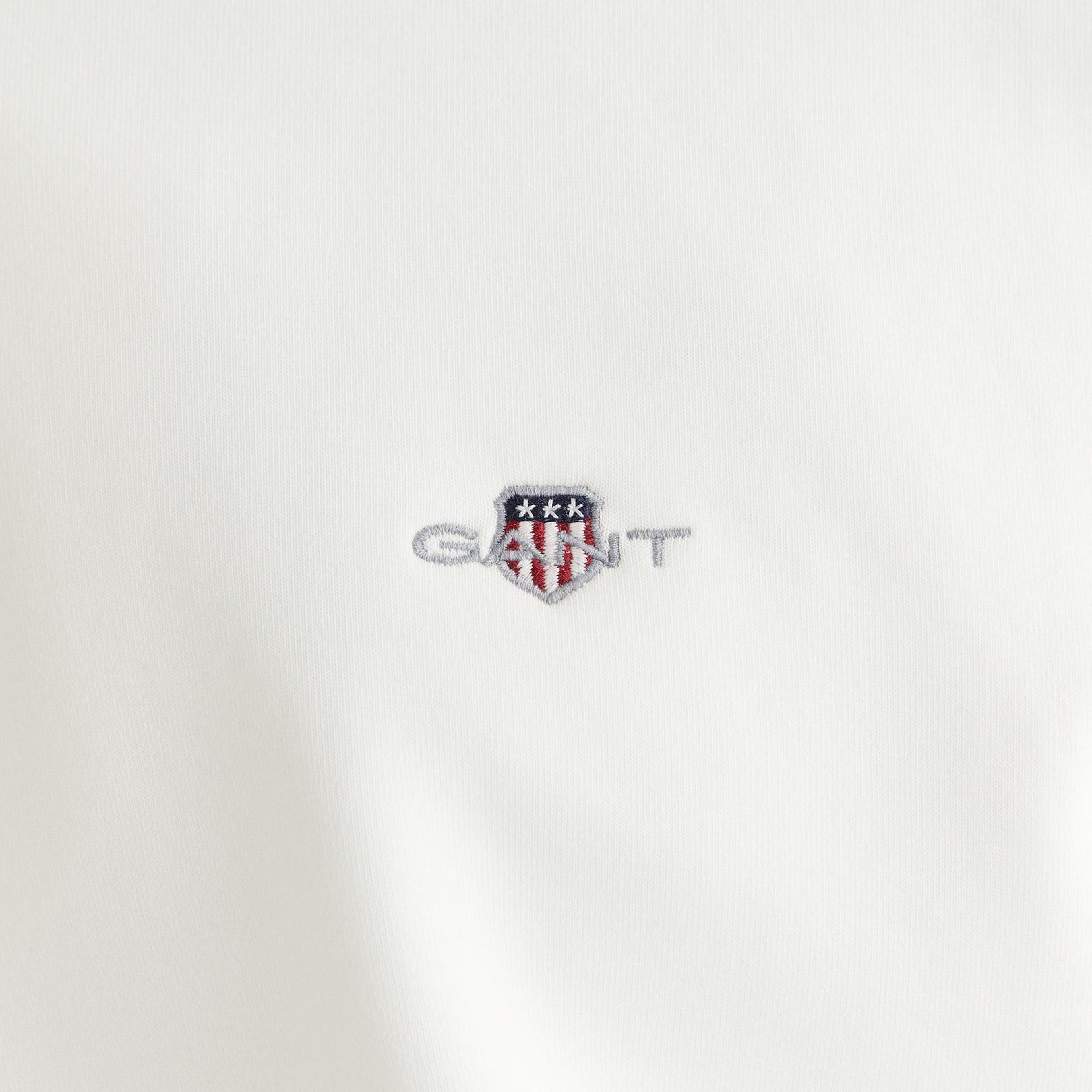 GANT Erkek Beyaz Relaxed Fit Yarım Fermuarlı Sweatshirt