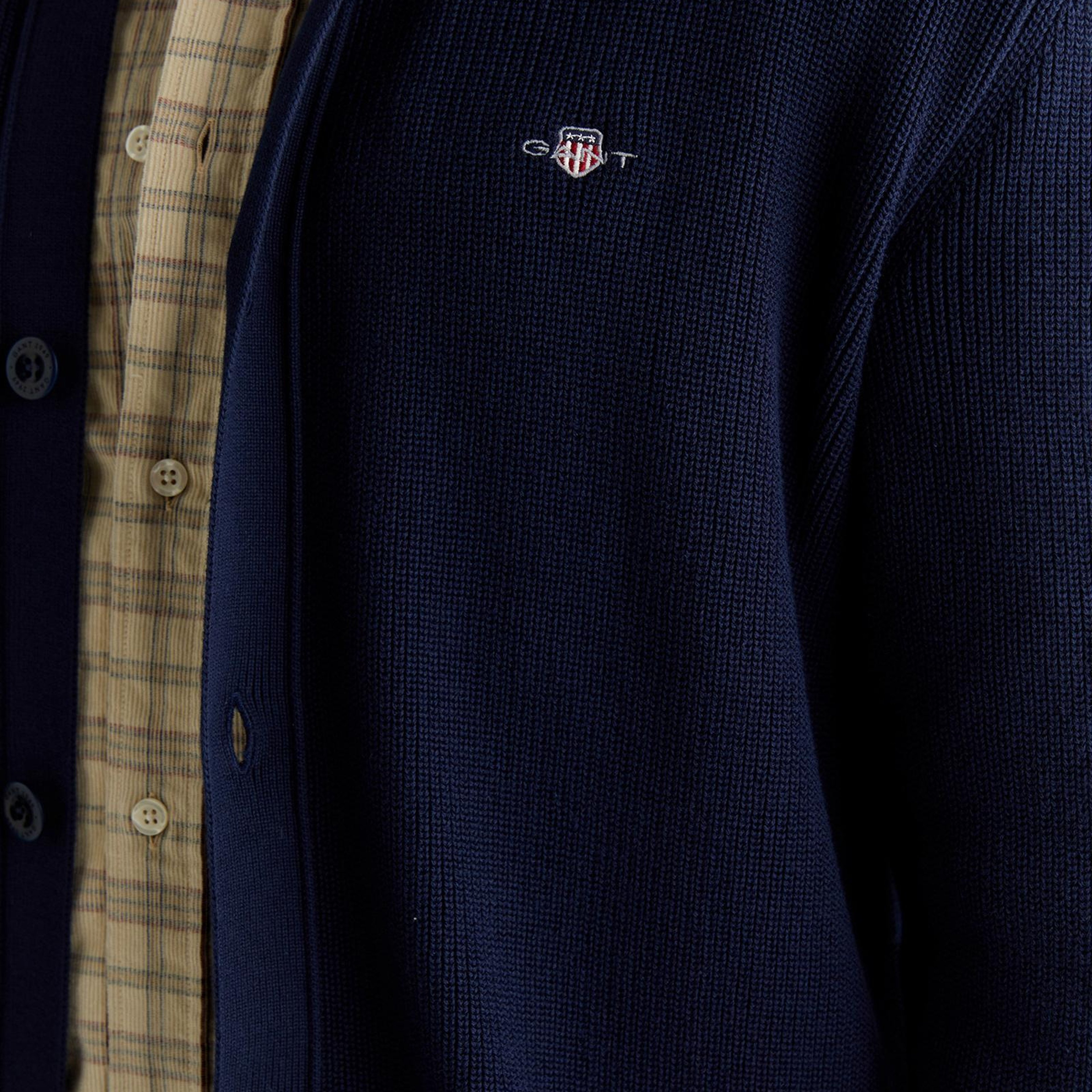 GANT Erkek Lacivert Regular Fit Düğmeli Hırka