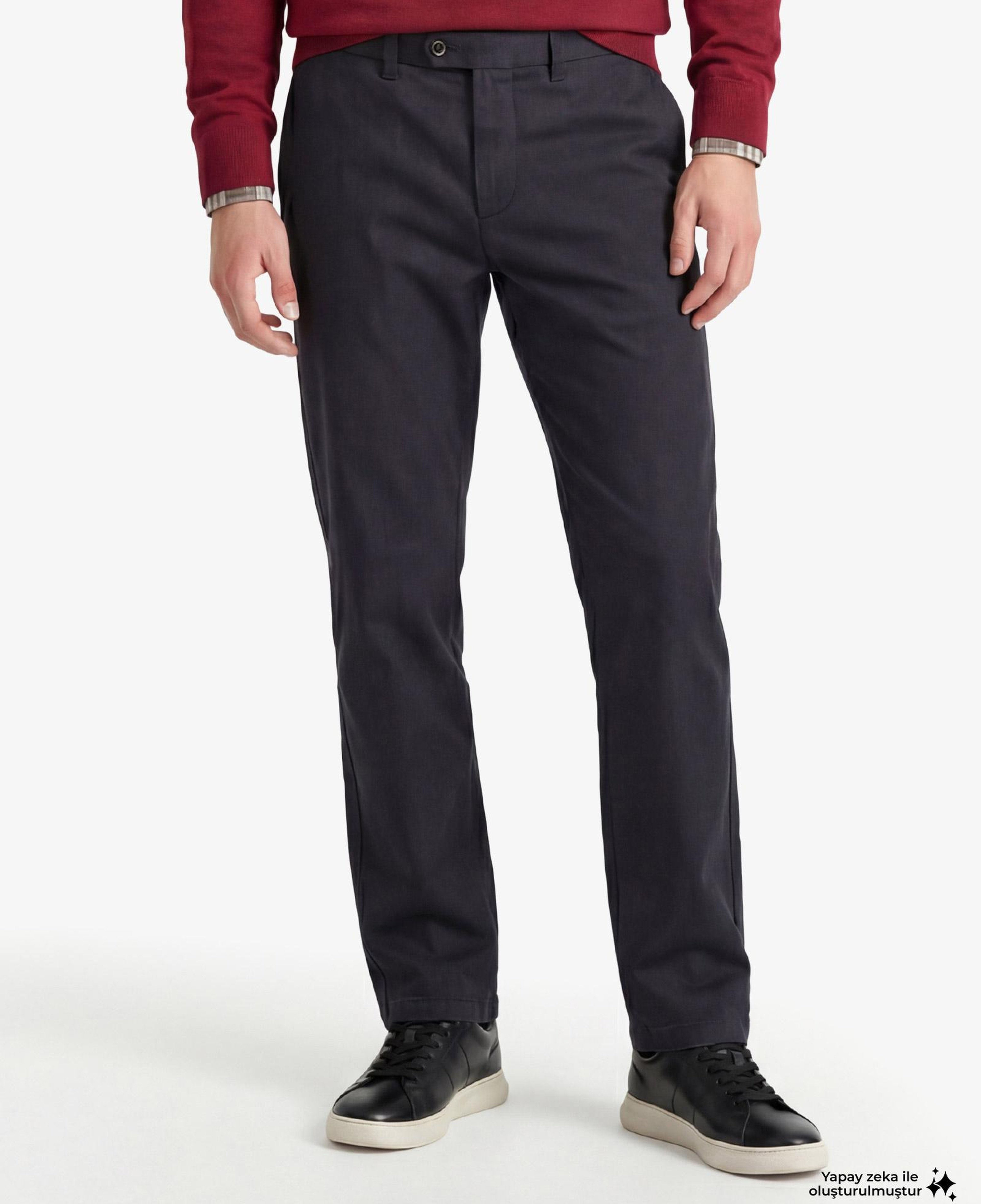 GANT Erkek Siyah Slim Fit Casual Herringbone Pantolon