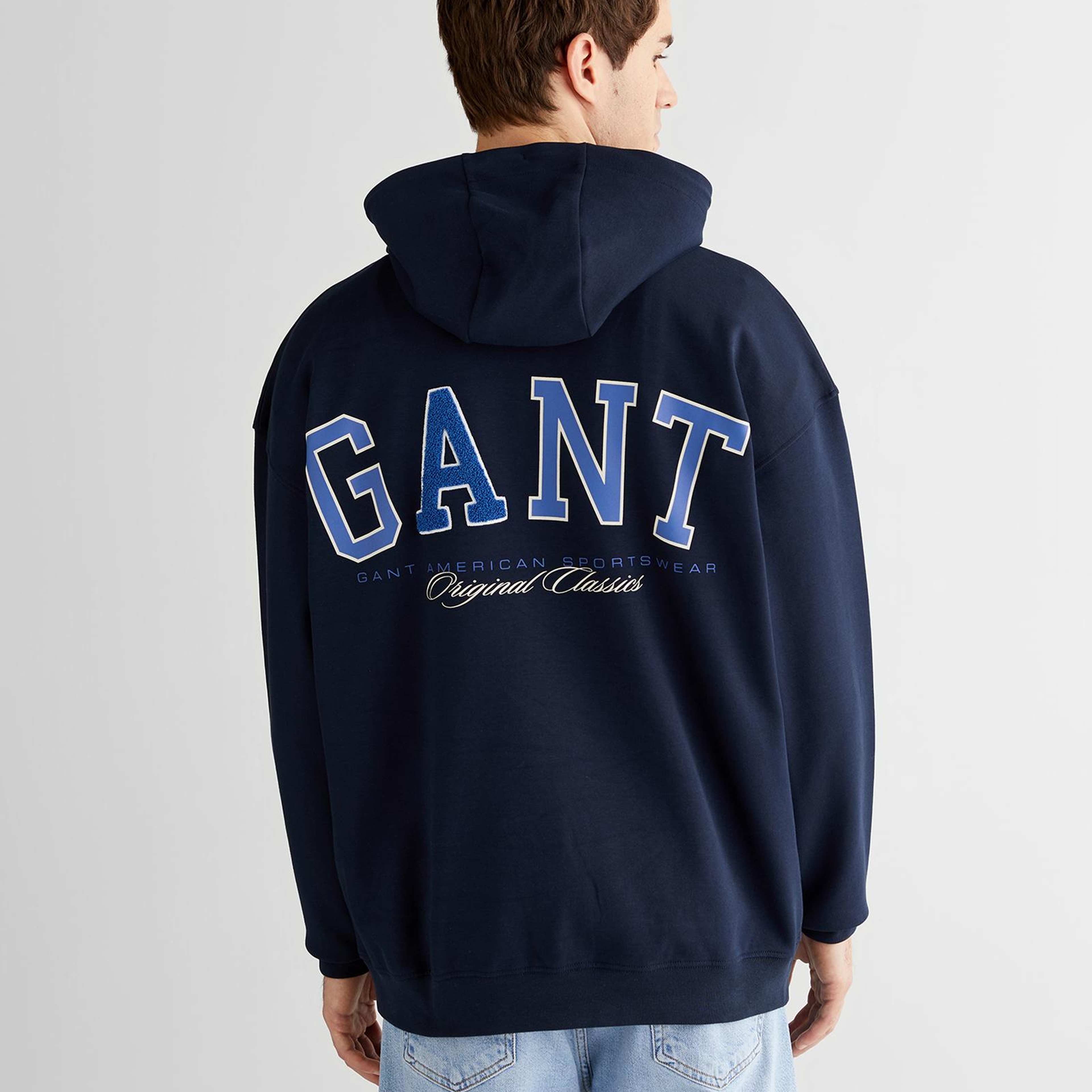 GANT Erkek Lacivert Regular Fit Kapüşonlu Sweatshirt