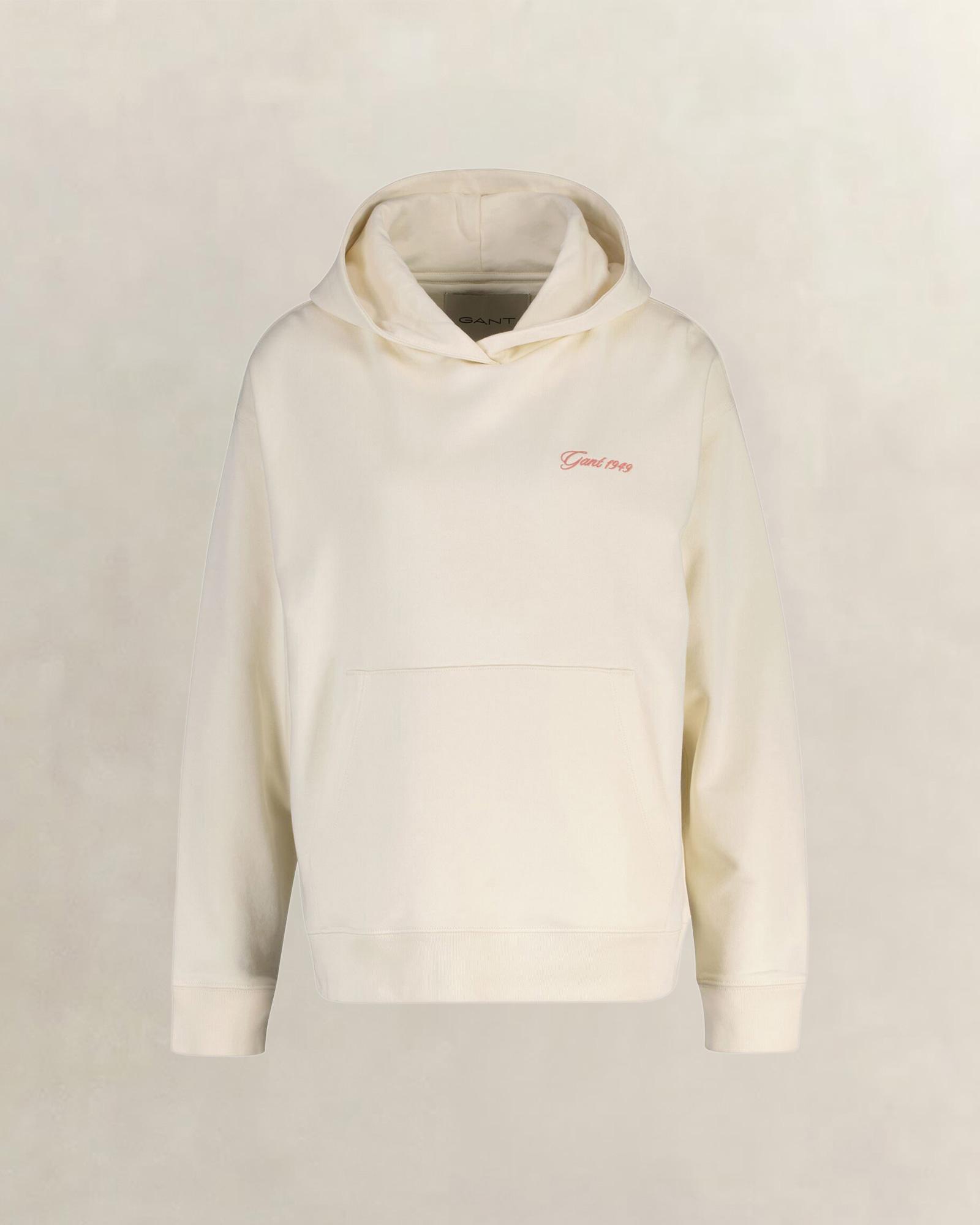 GANT Kadın Krem Regular Fit Kapüşonlu Sweatshirt