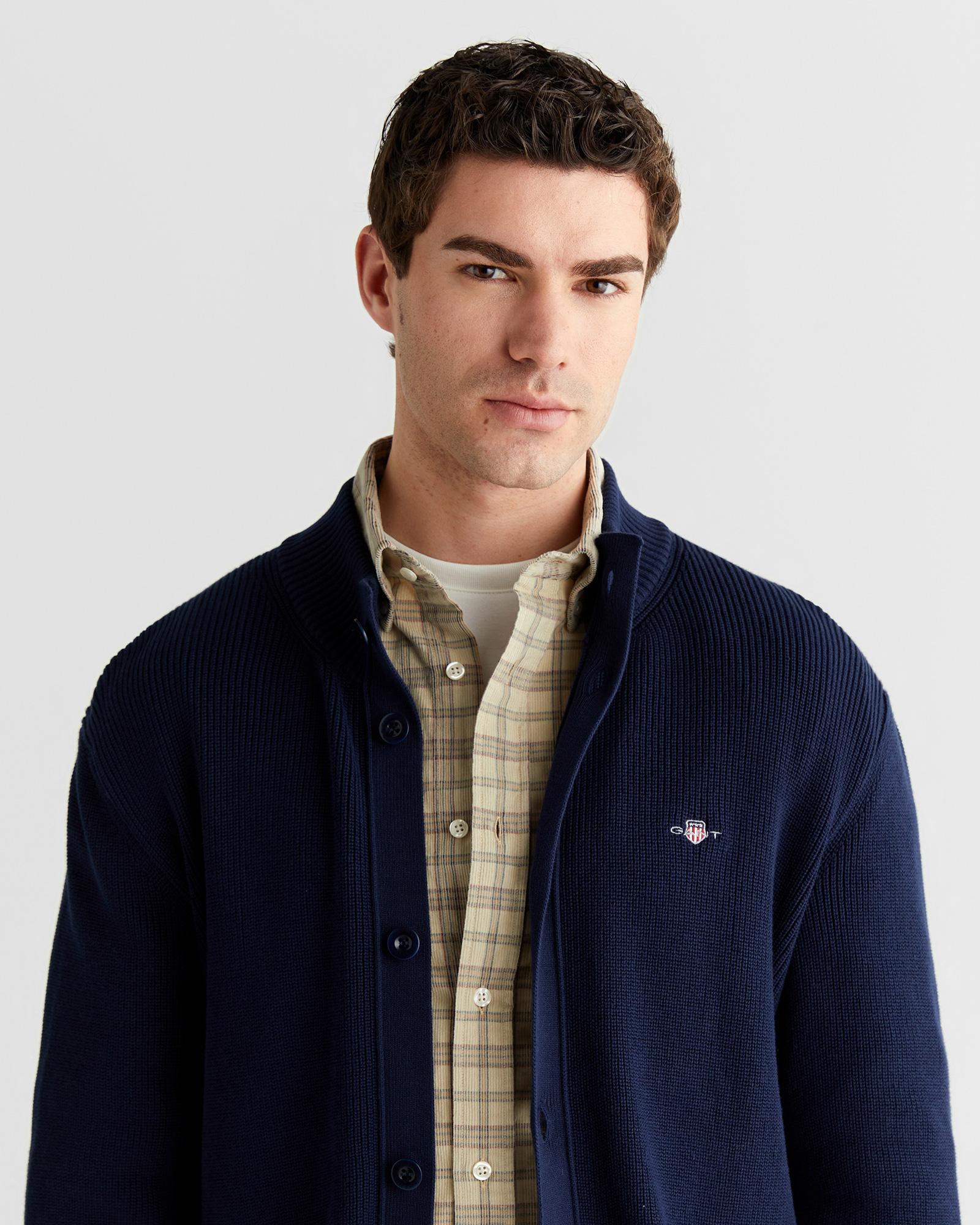 GANT Erkek Lacivert Regular Fit Düğmeli Hırka