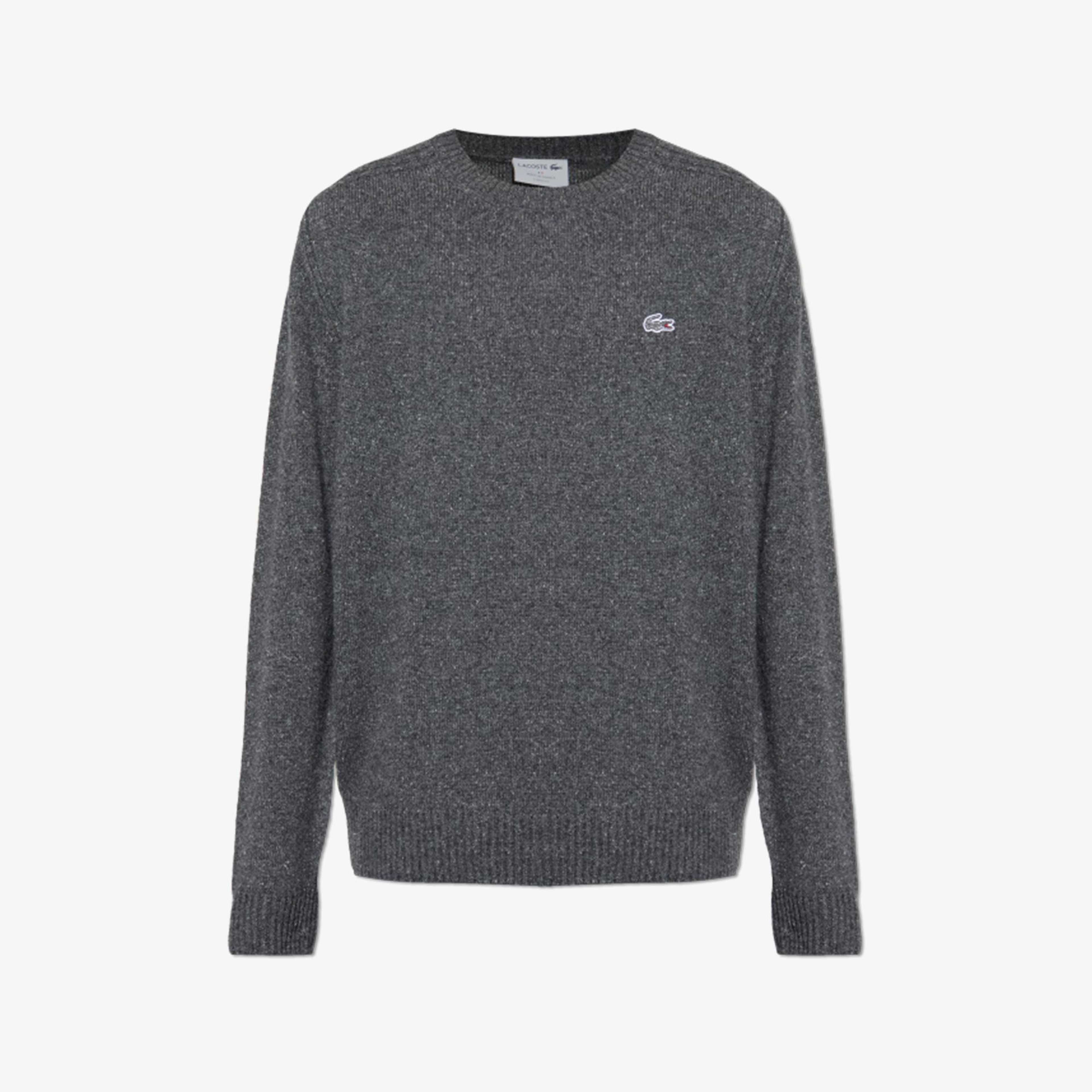 Lacoste Made Slub Erkek Gri Yün Karışımlı Kazak