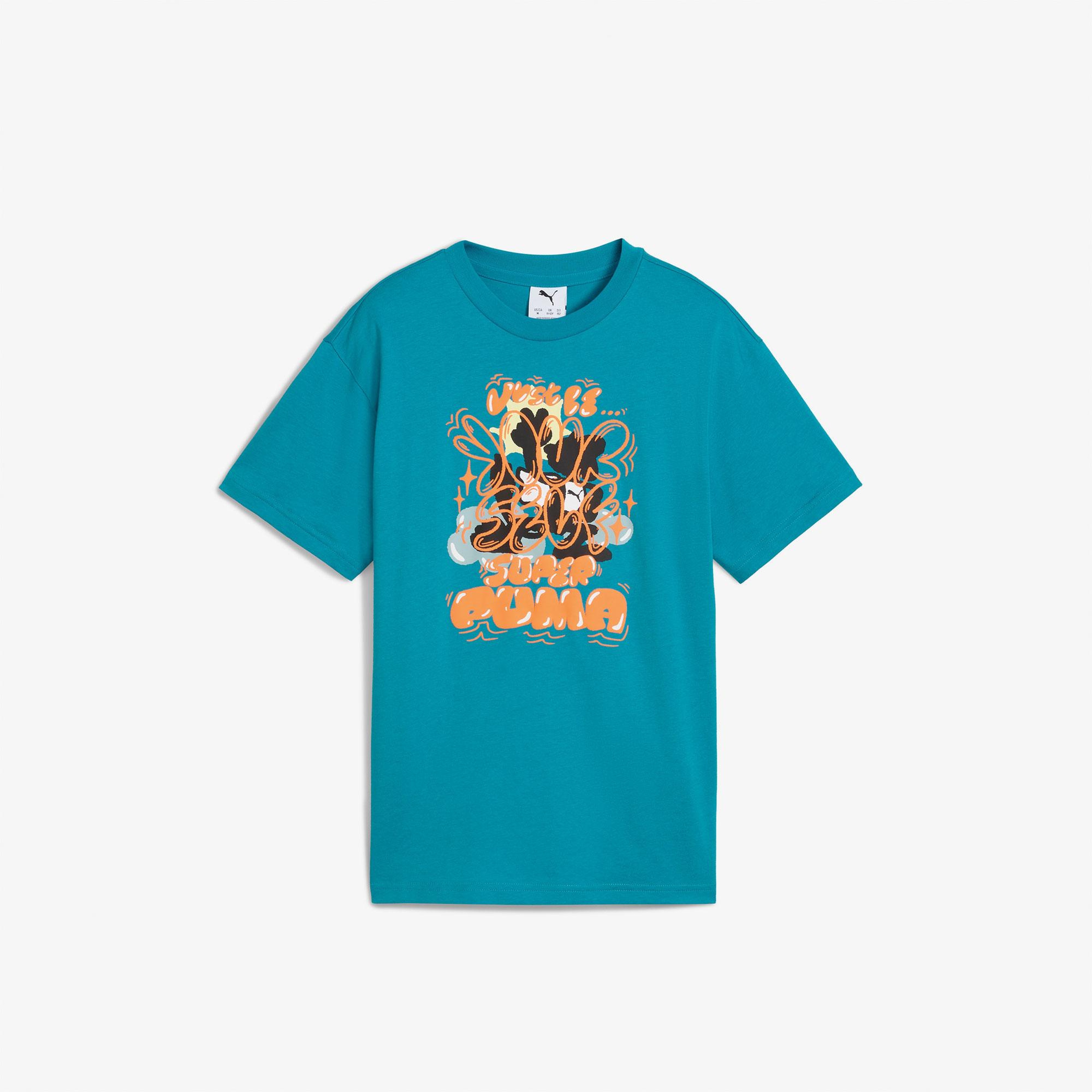 Puma Graphic Super Çocuk Mavi T-Shirt