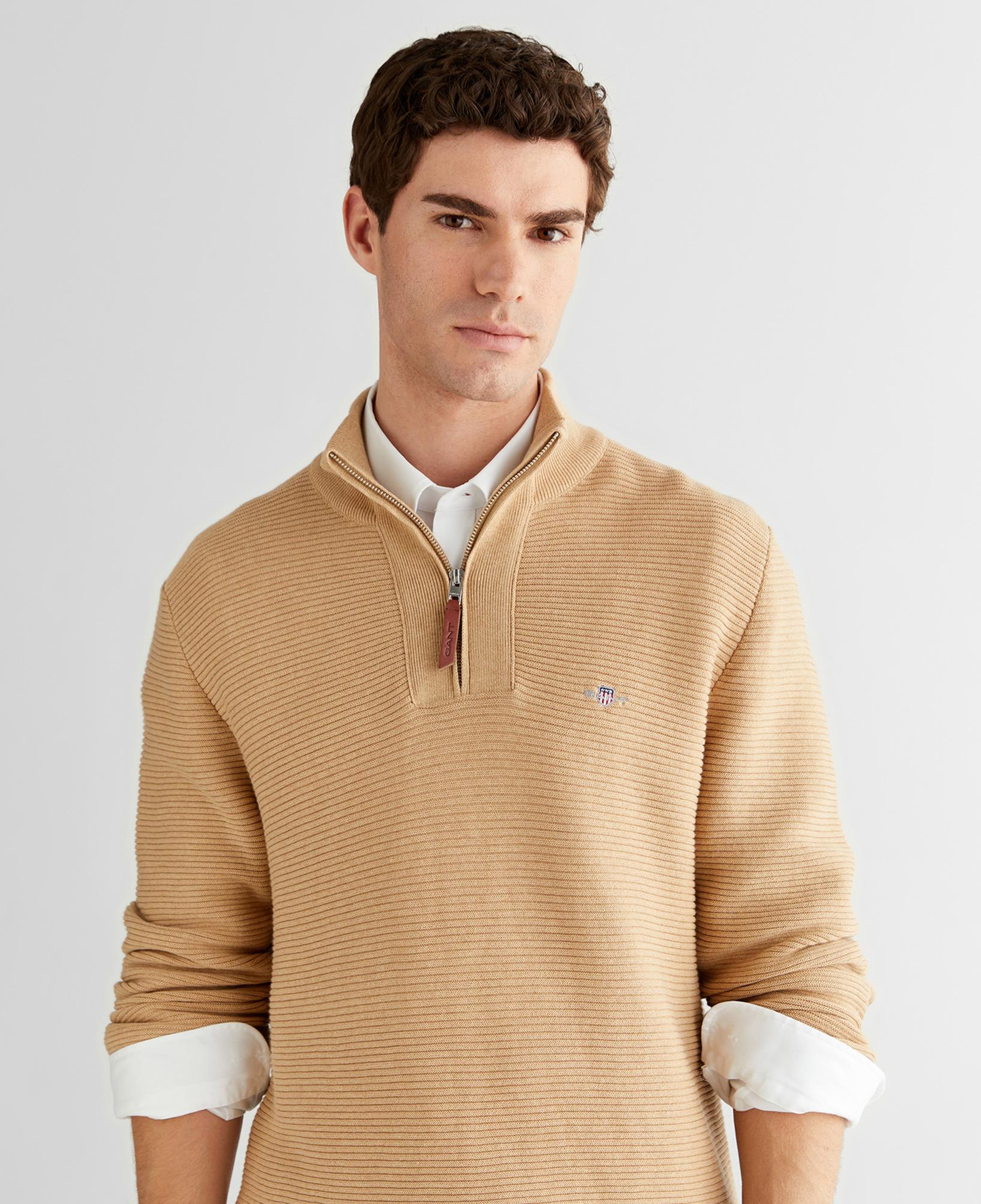 GANT Erkek Bej Regular Fit Yarım Fermuarlı Triko