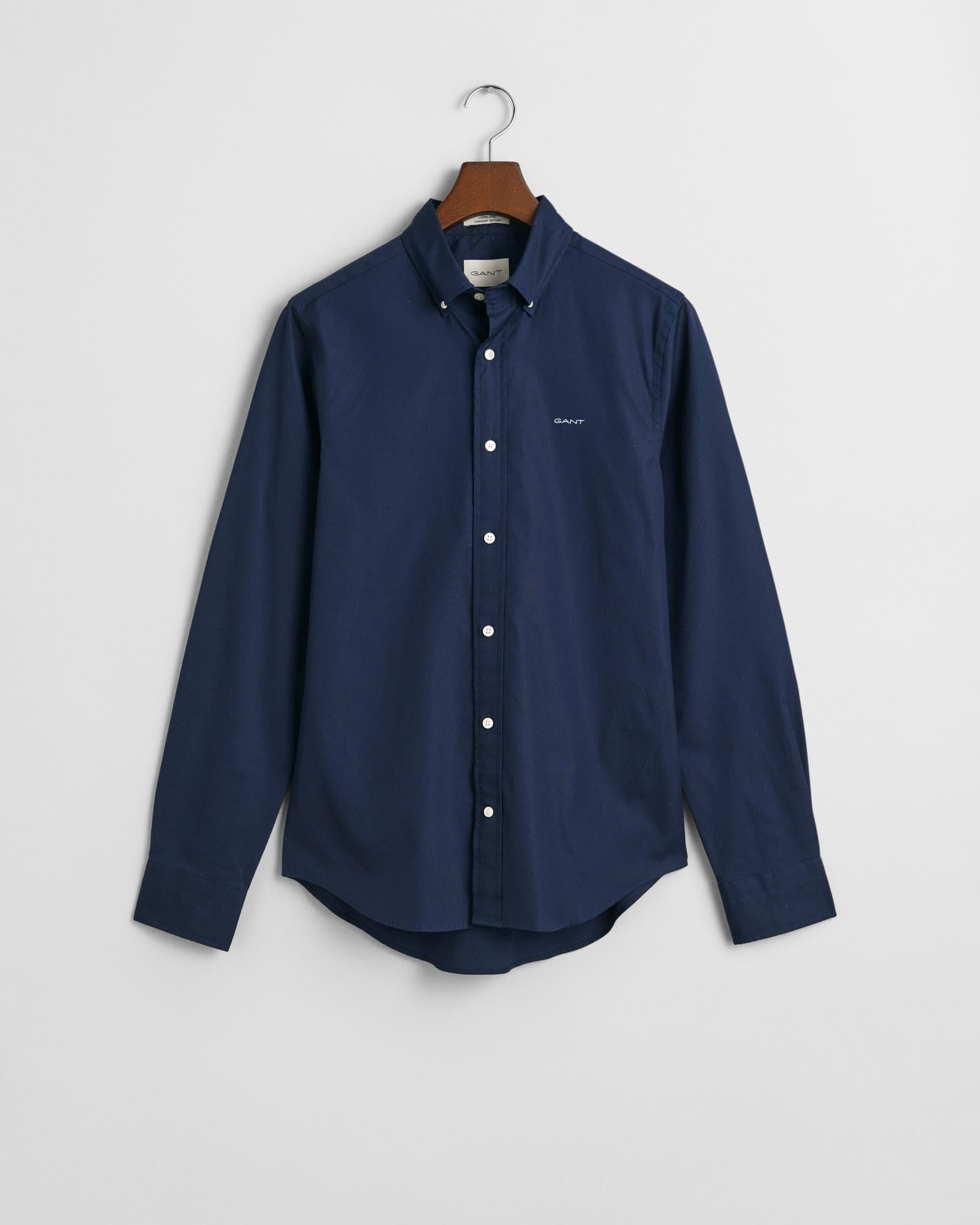 GANT Erkek Siyah Slim Fit Düğmeli Yaka Oxford Gömlek