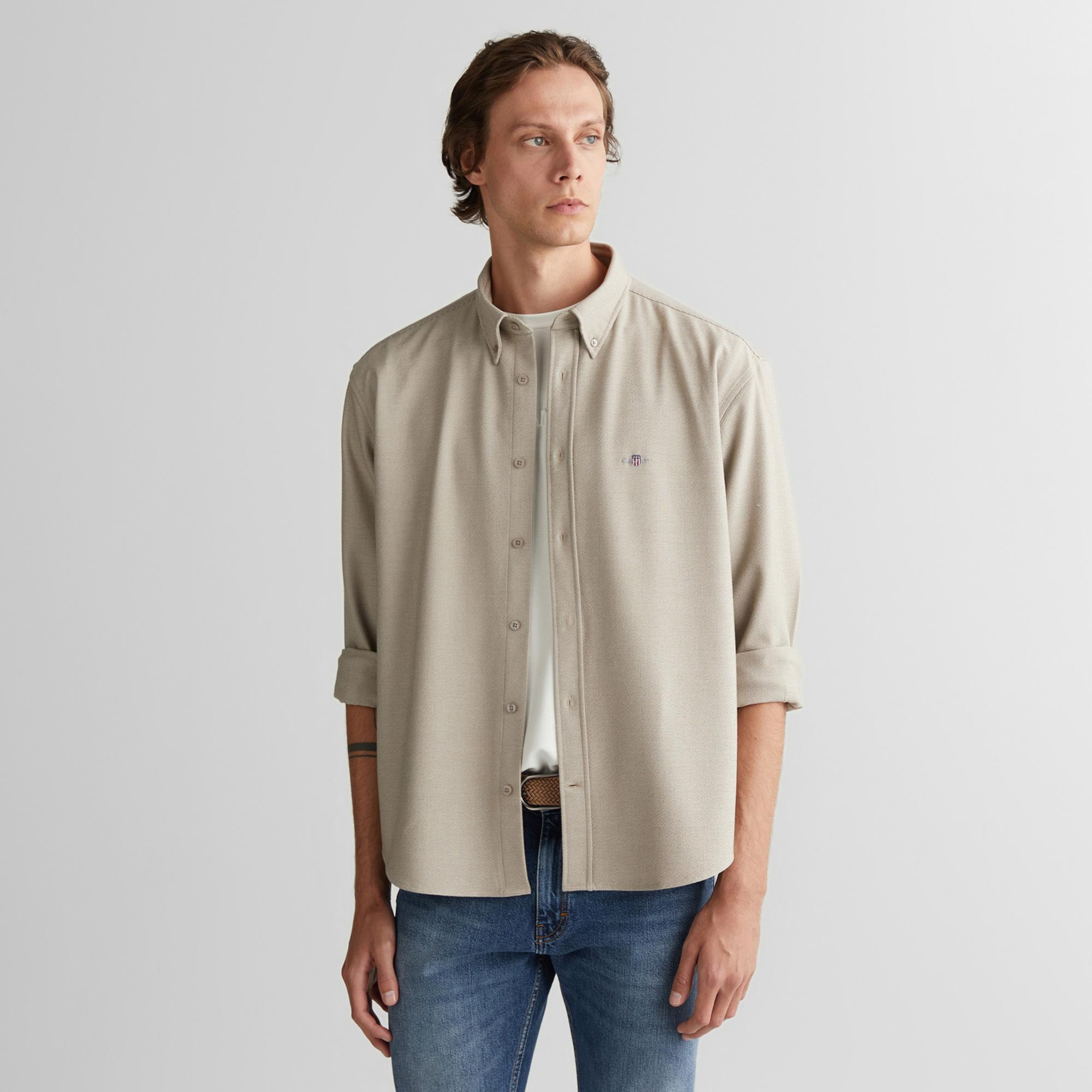 GANT Erkek Bej Relaxed Fit Gömlek