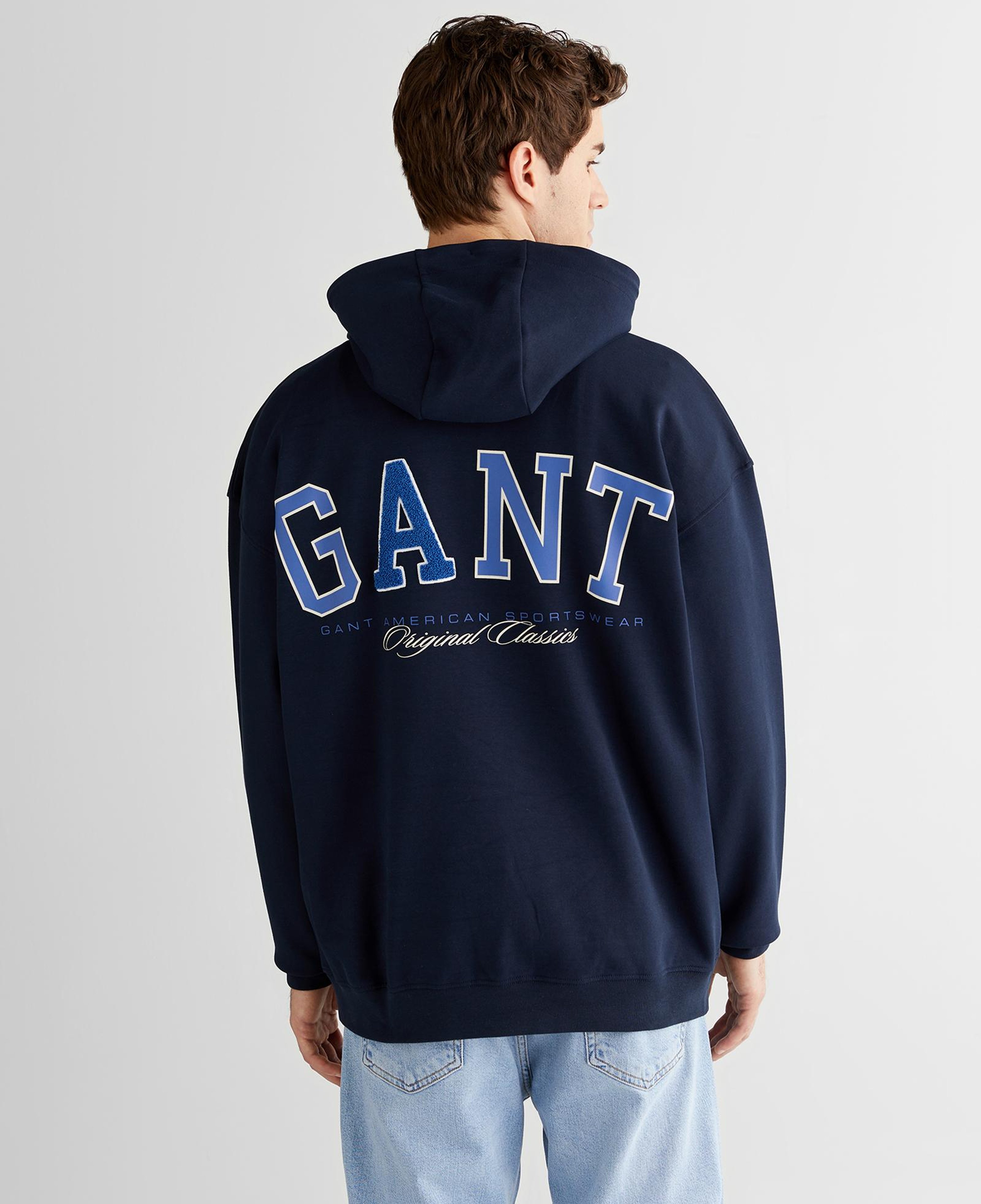 GANT Erkek Lacivert Regular Fit Kapüşonlu Sweatshirt