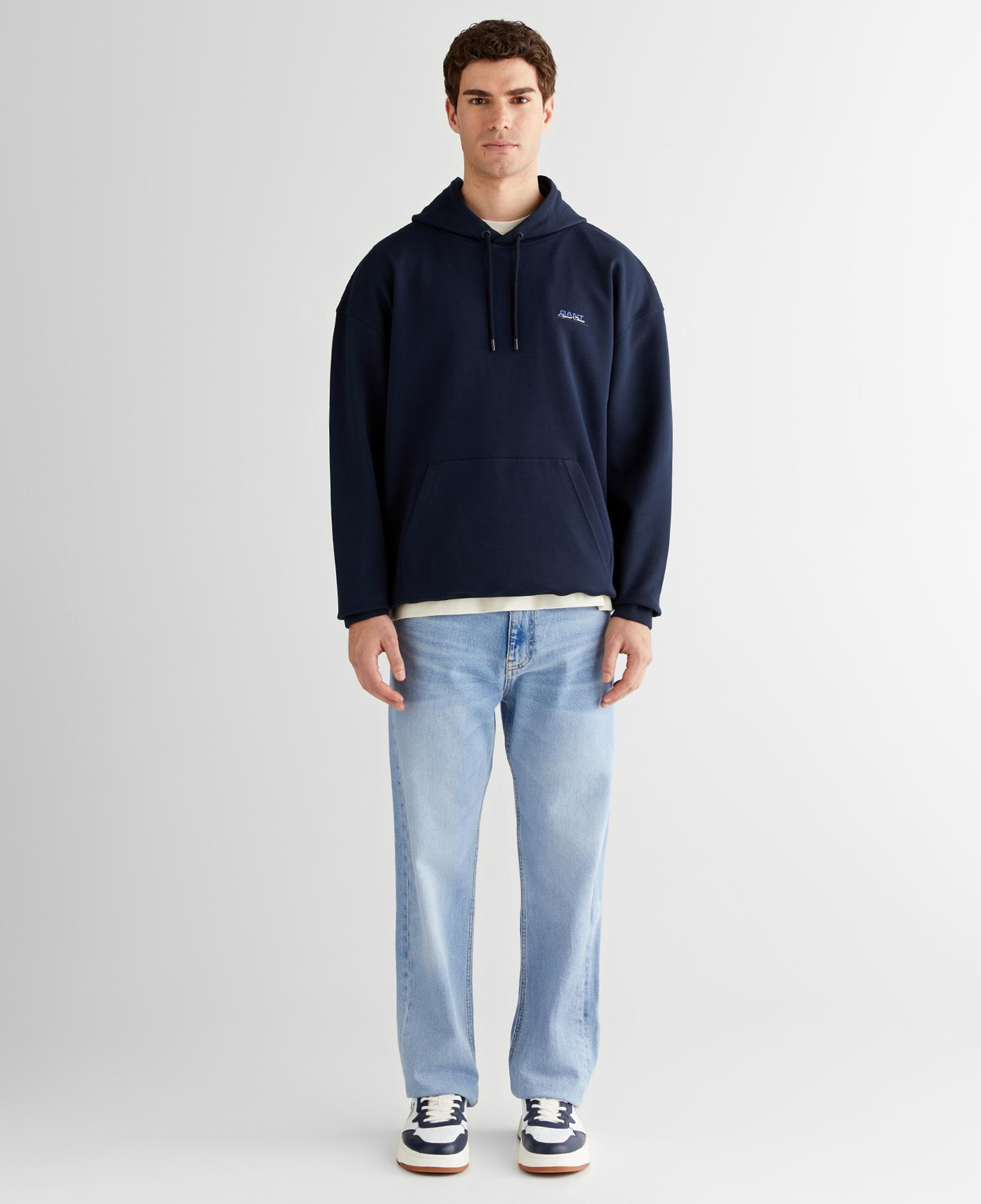 GANT Erkek Lacivert Regular Fit Kapüşonlu Sweatshirt
