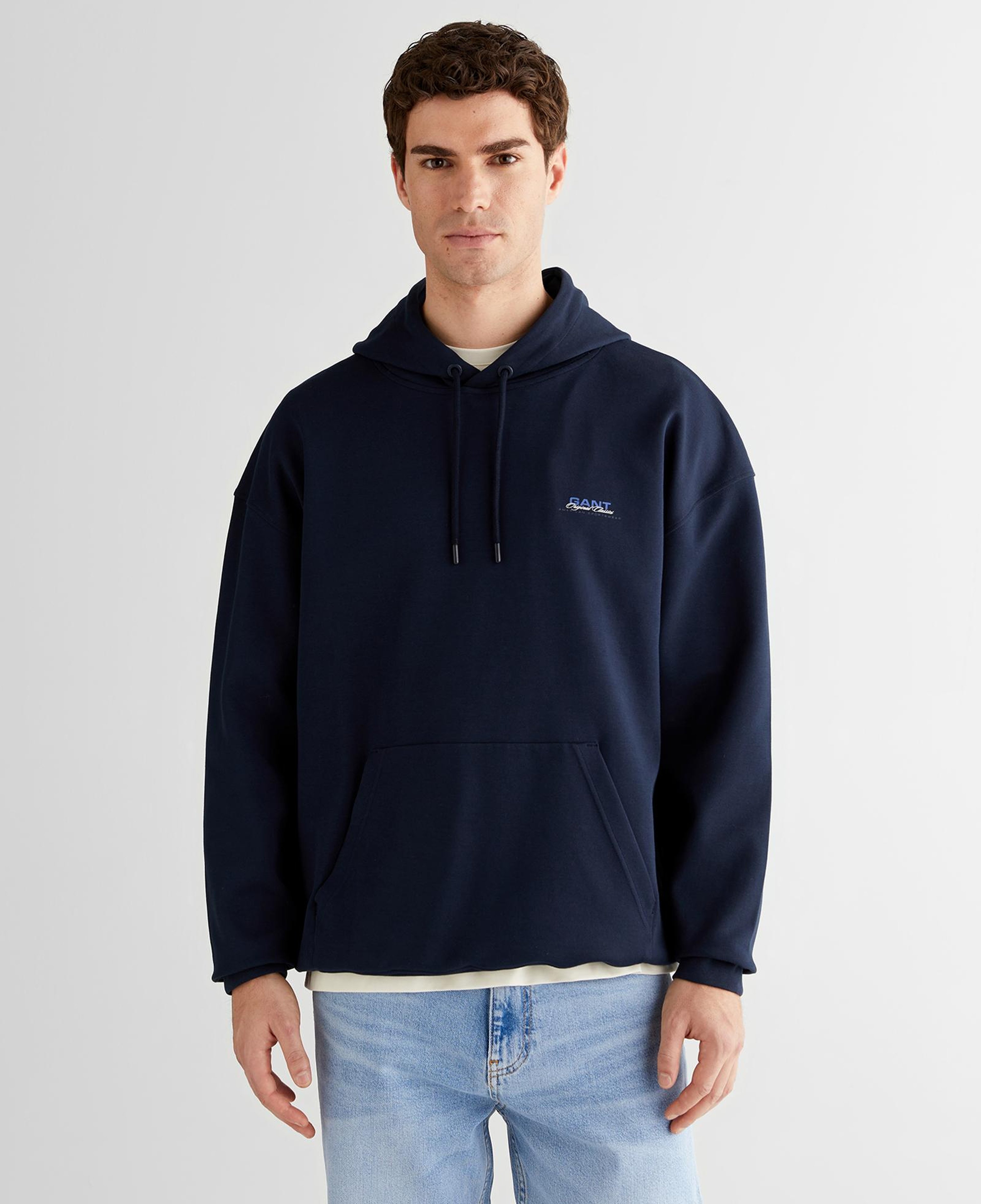 GANT Erkek Lacivert Regular Fit Kapüşonlu Sweatshirt