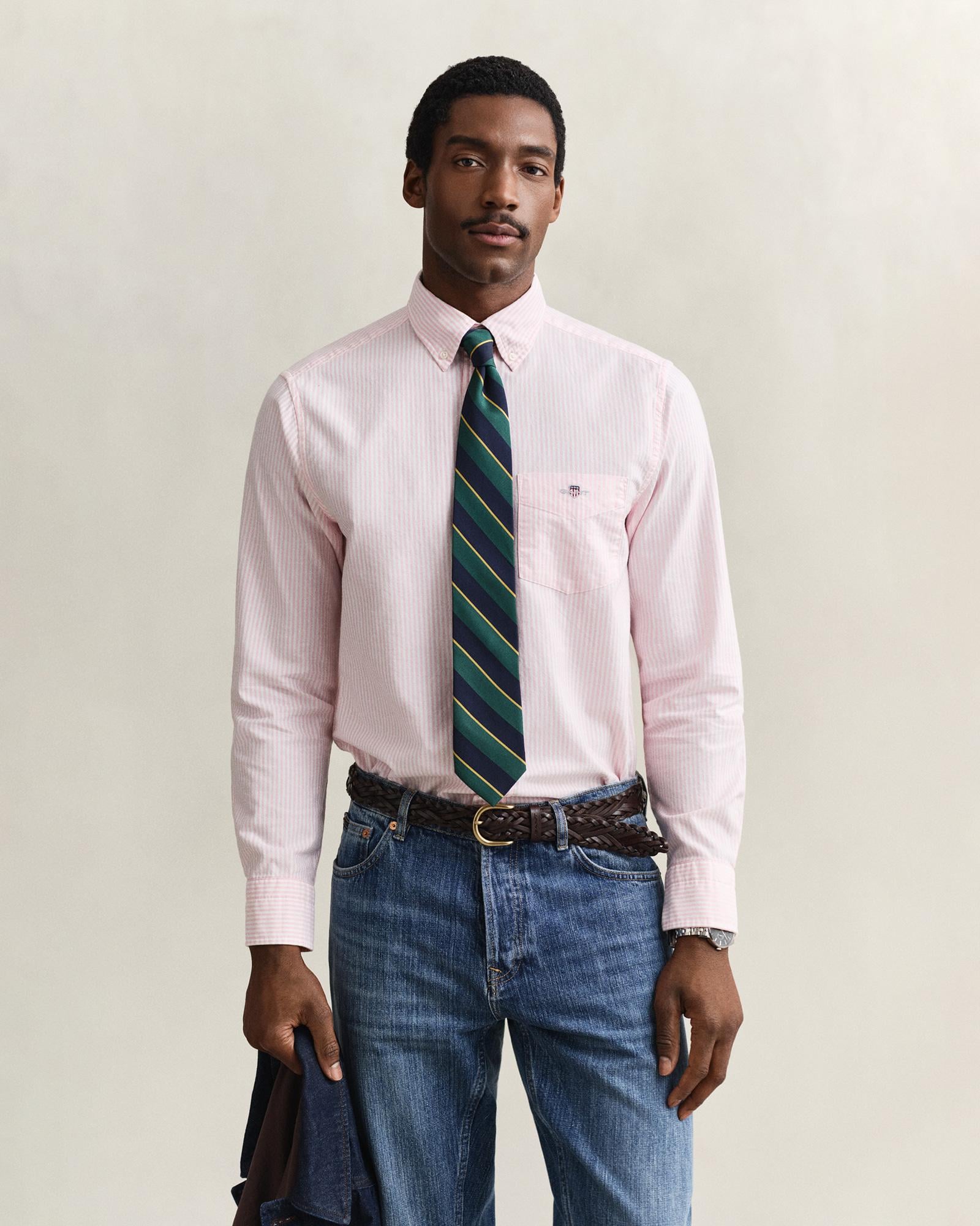 GANT Erkek Pembe Regular Fit Çizgili Logolu Gömlek