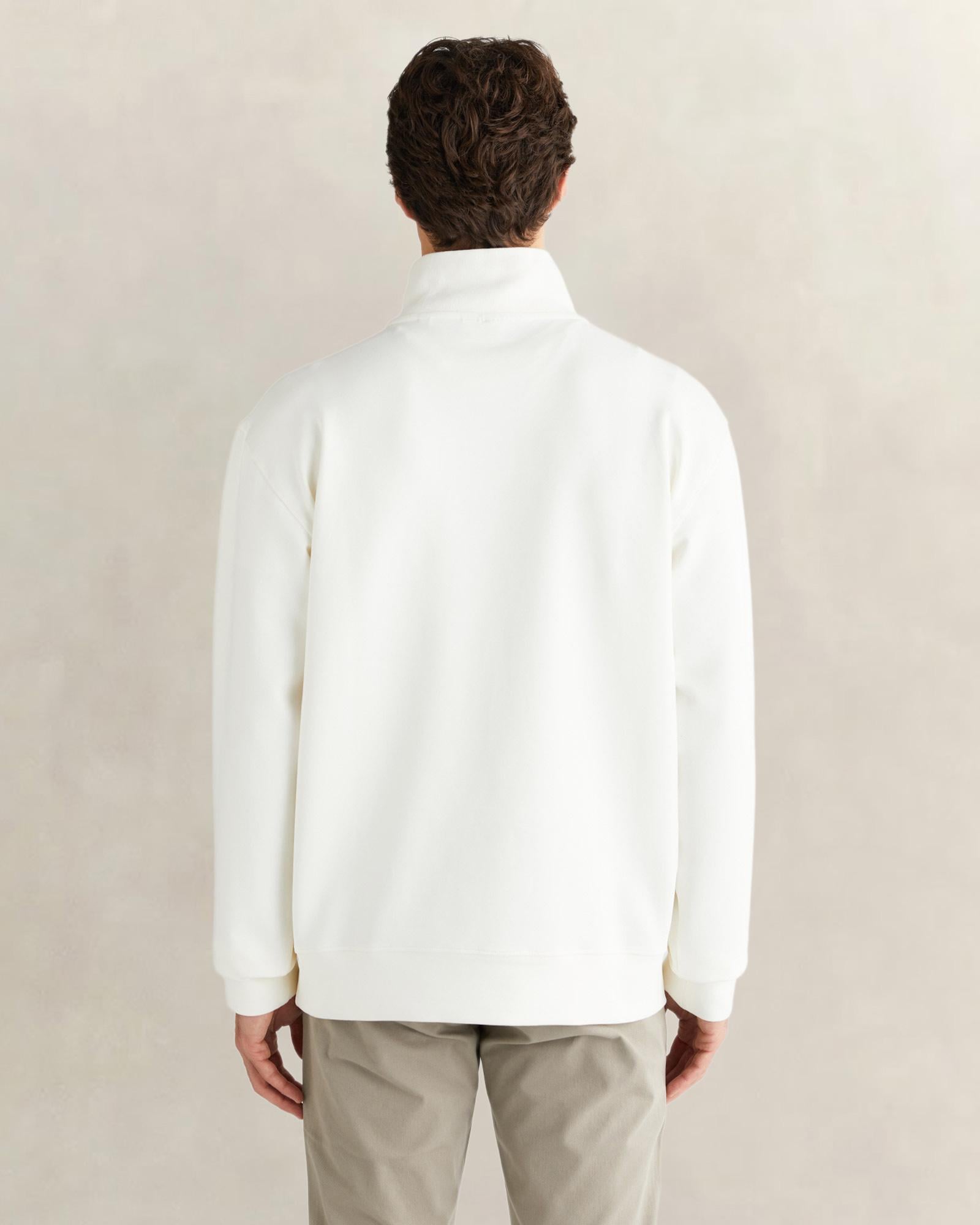 GANT Erkek Beyaz Relaxed Fit Yarım Fermuarlı Sweatshirt
