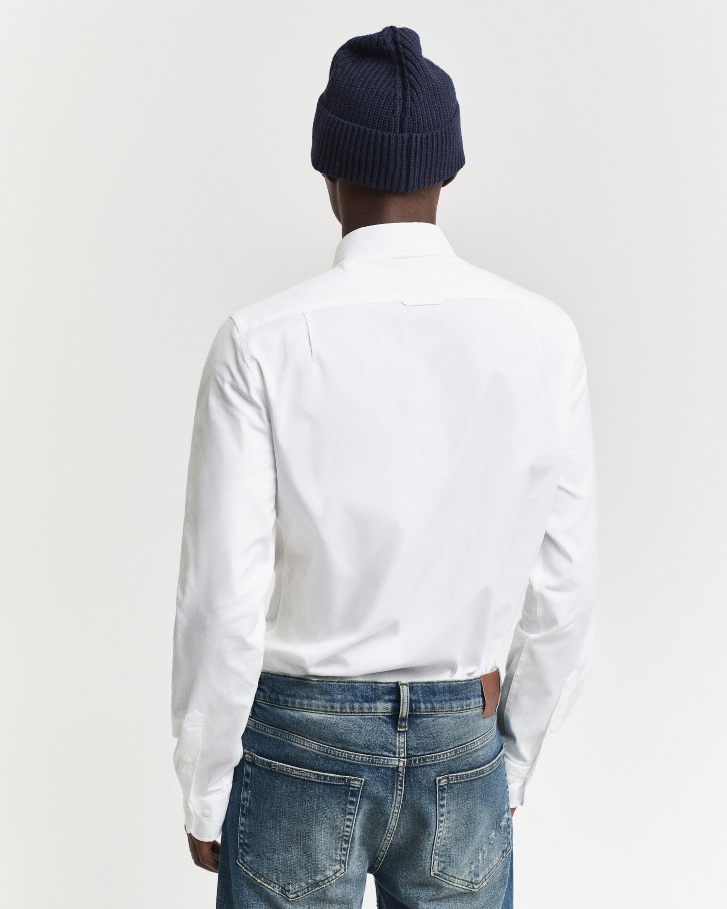 GANT Erkek Beyaz Slim Fit Düğmeli Yaka Oxford Gömlek