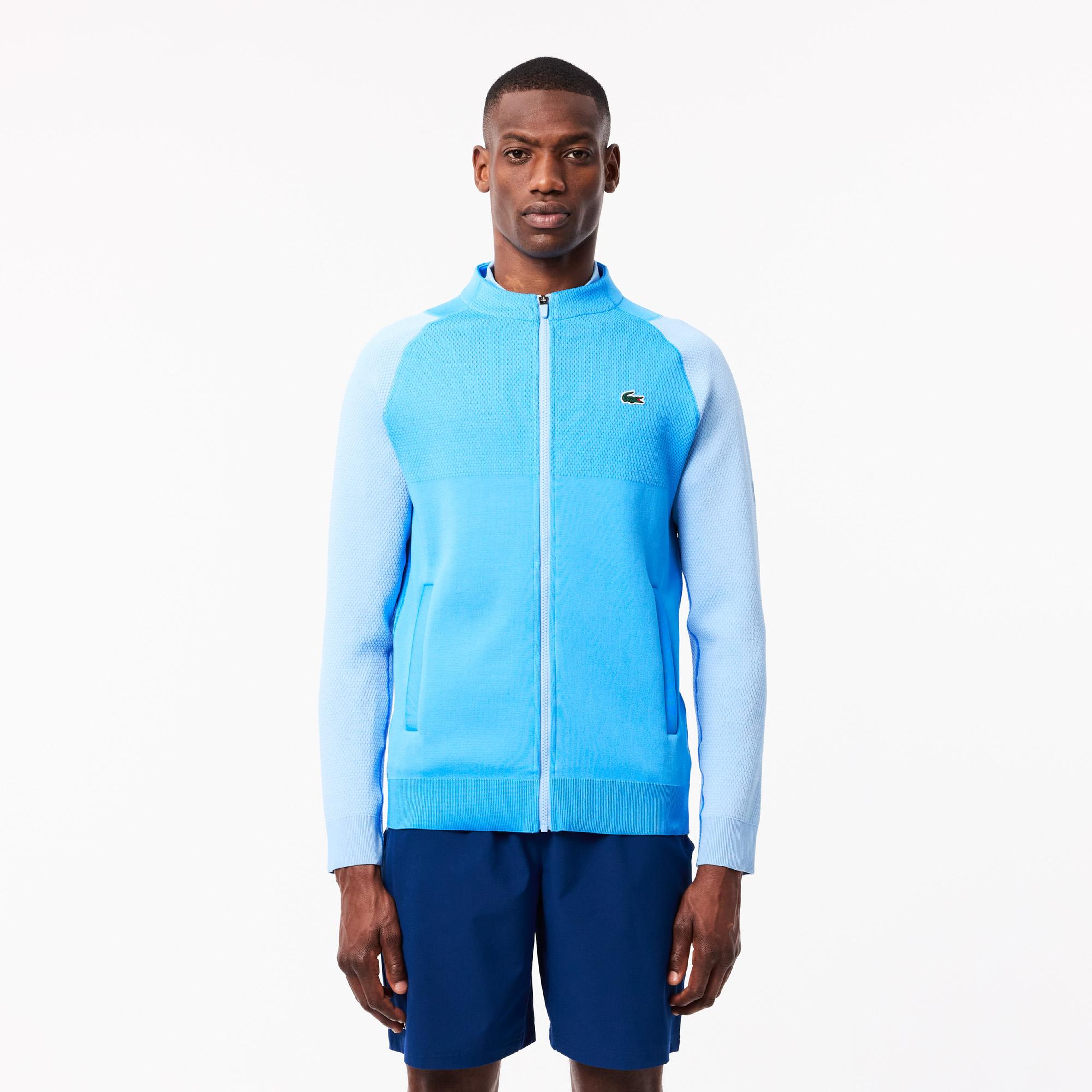 Novak Djokovic Erkek Regular Fit Fermuarlı Renk Bloklu Mavi Sweatshirt