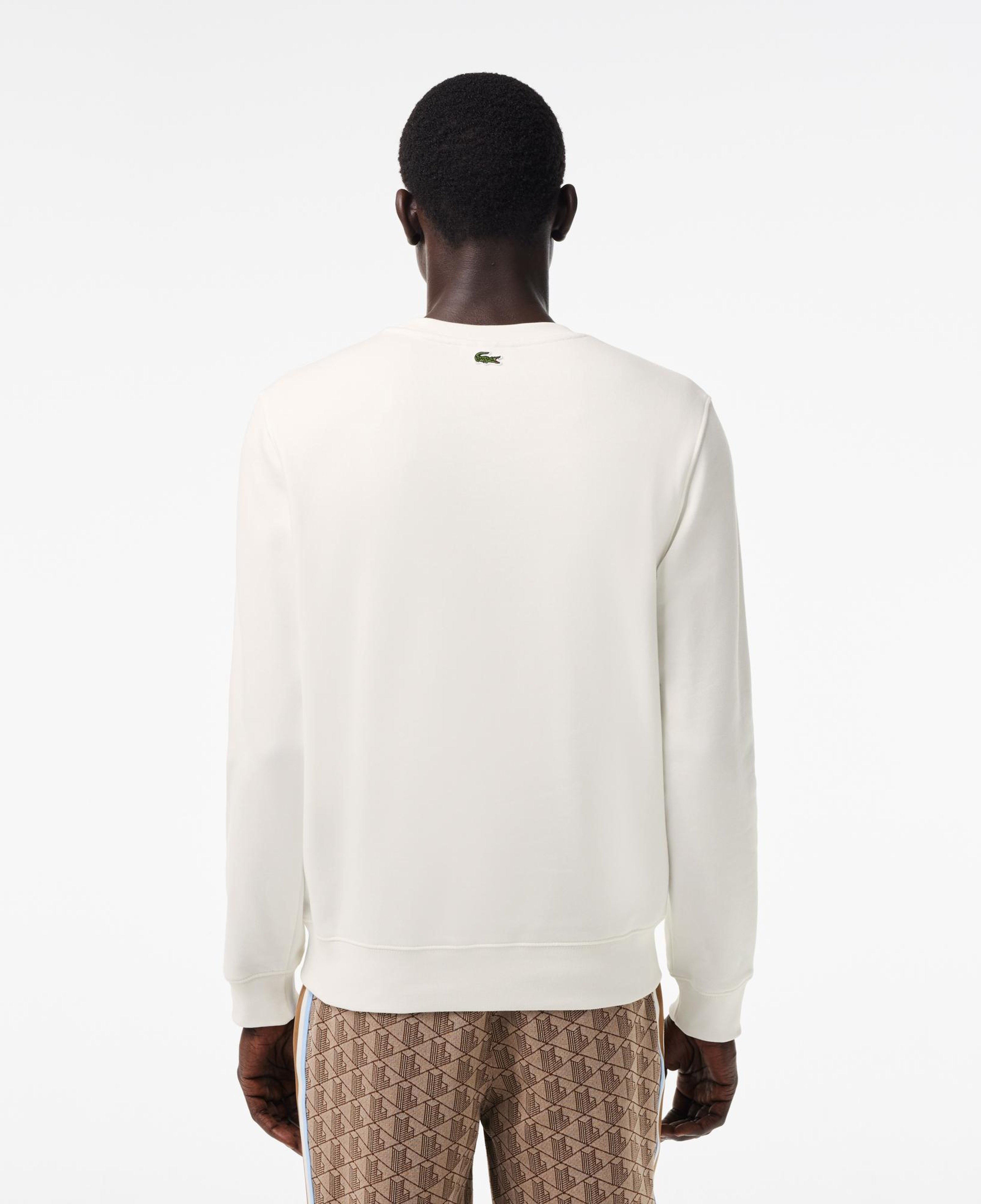 Erkek Classic Fit Bisiklet Yaka Baskılı Krem Sweatshirt