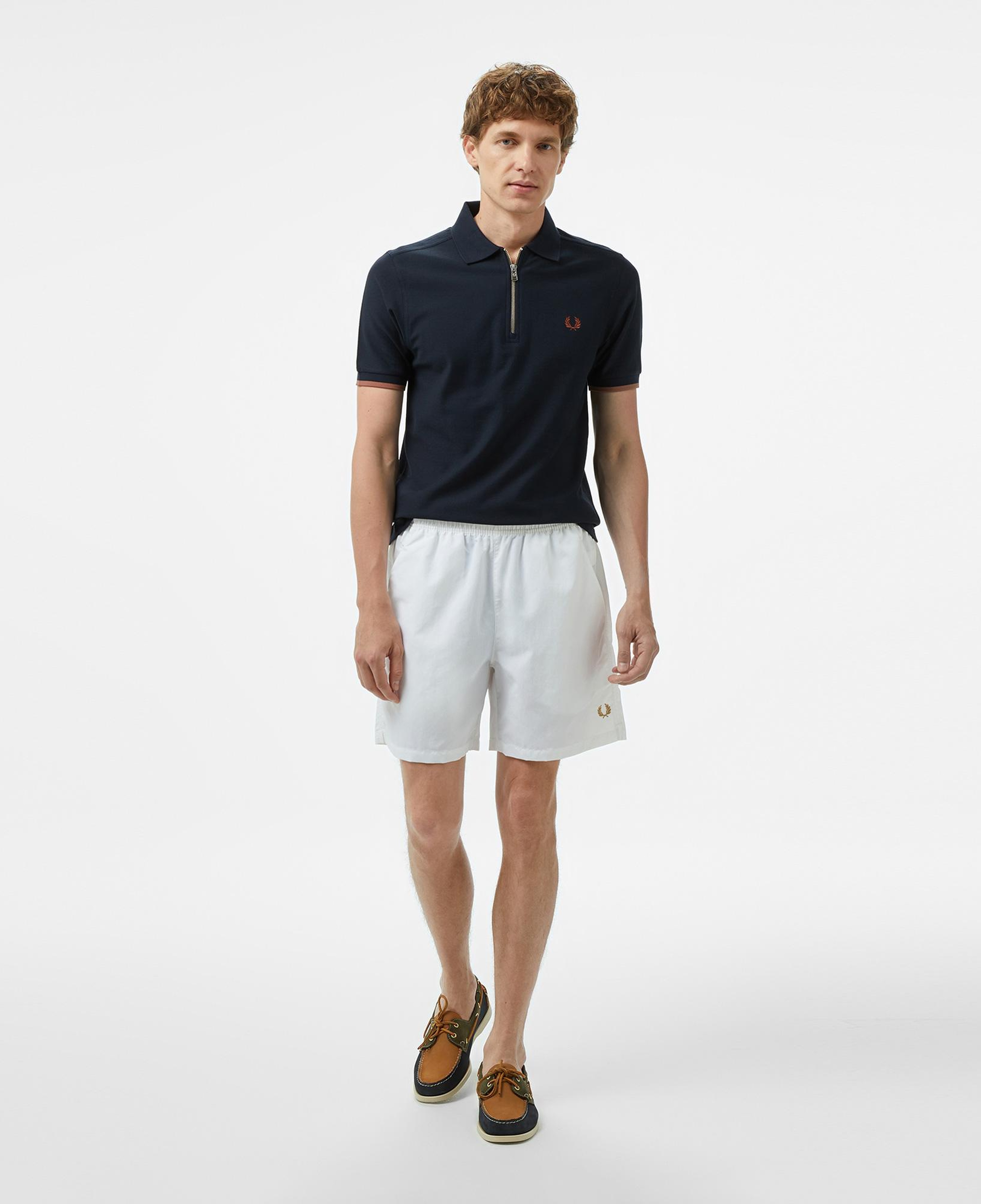 Fred Perry Crepe Pique Zip Neck Erkek Lacivert Polo