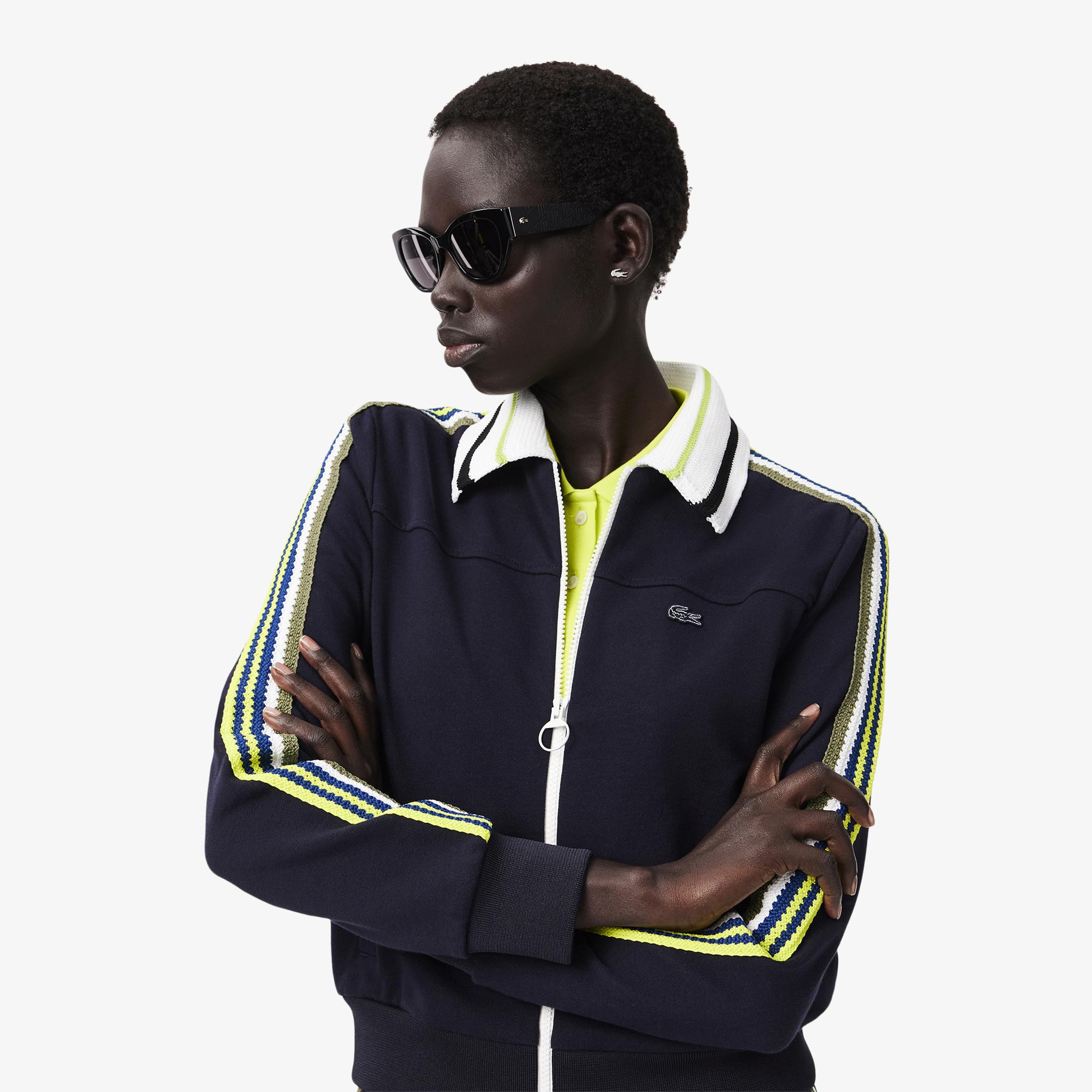 Kadın Regular Fit Gömlek Yaka Lacivert Sweatshirt