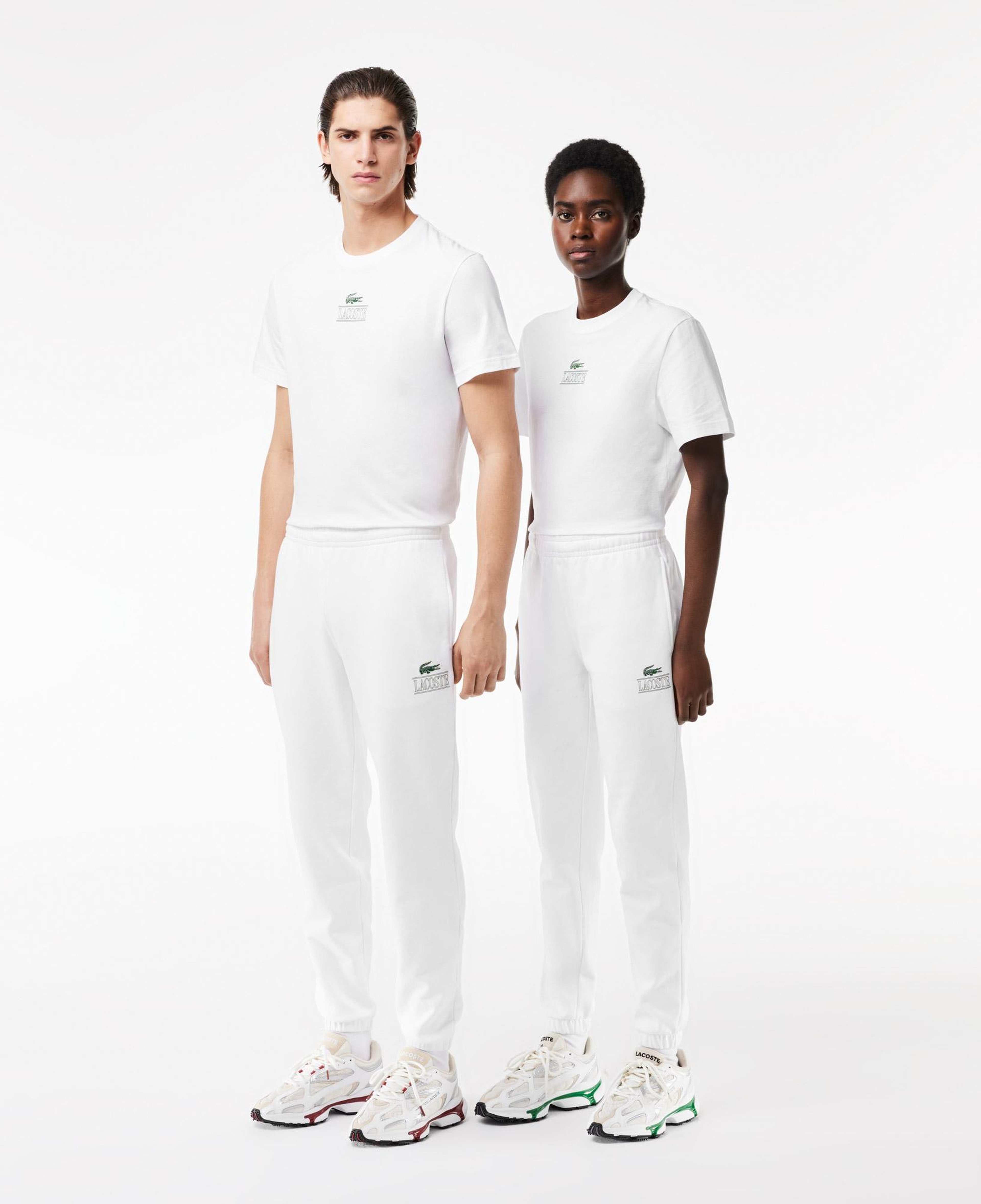 Unisex Tapered Fit Baskılı Beyaz Eşofman Altı