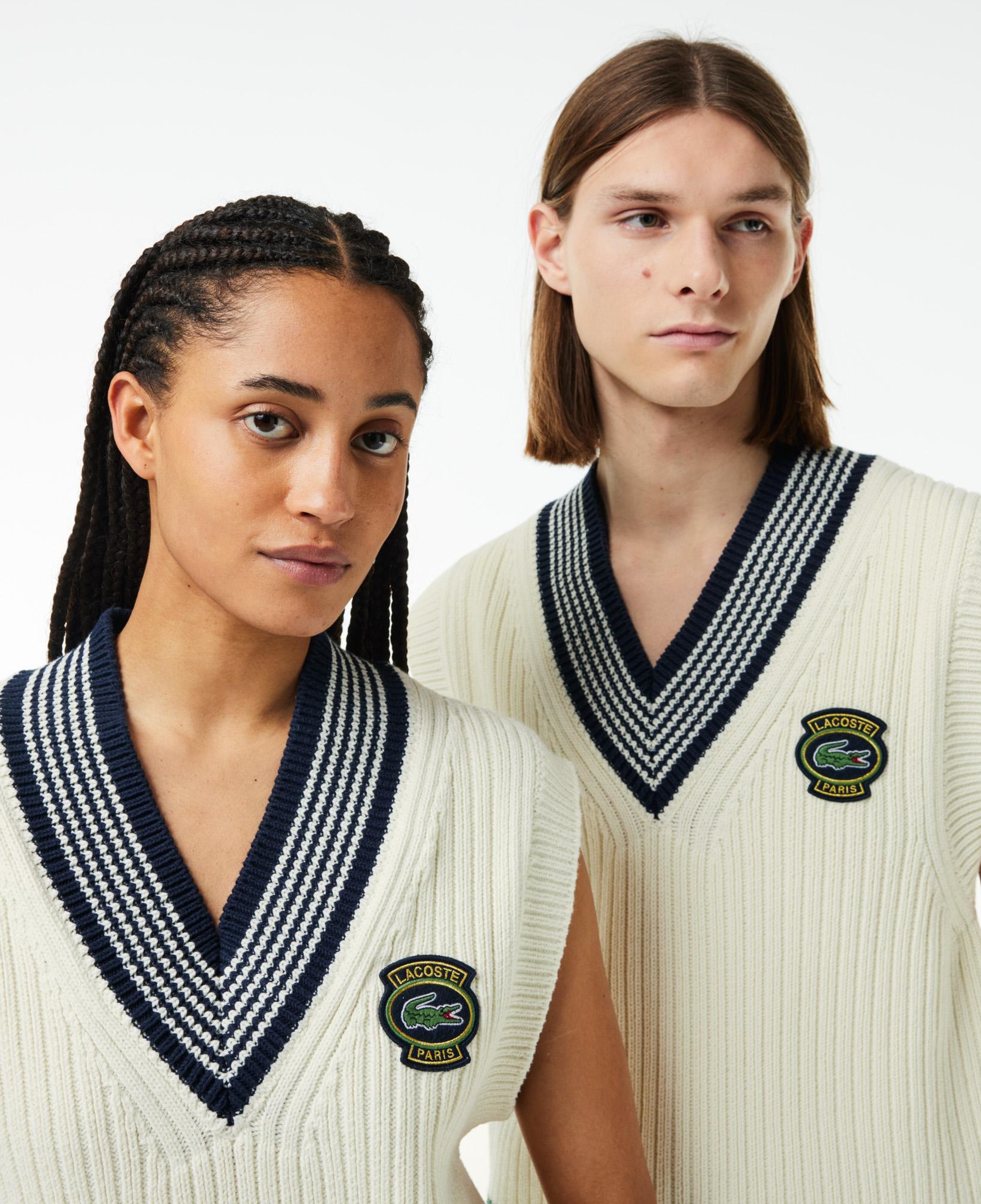 Unisex Relaxed Fit Renk Bloklu Beyaz Süveter