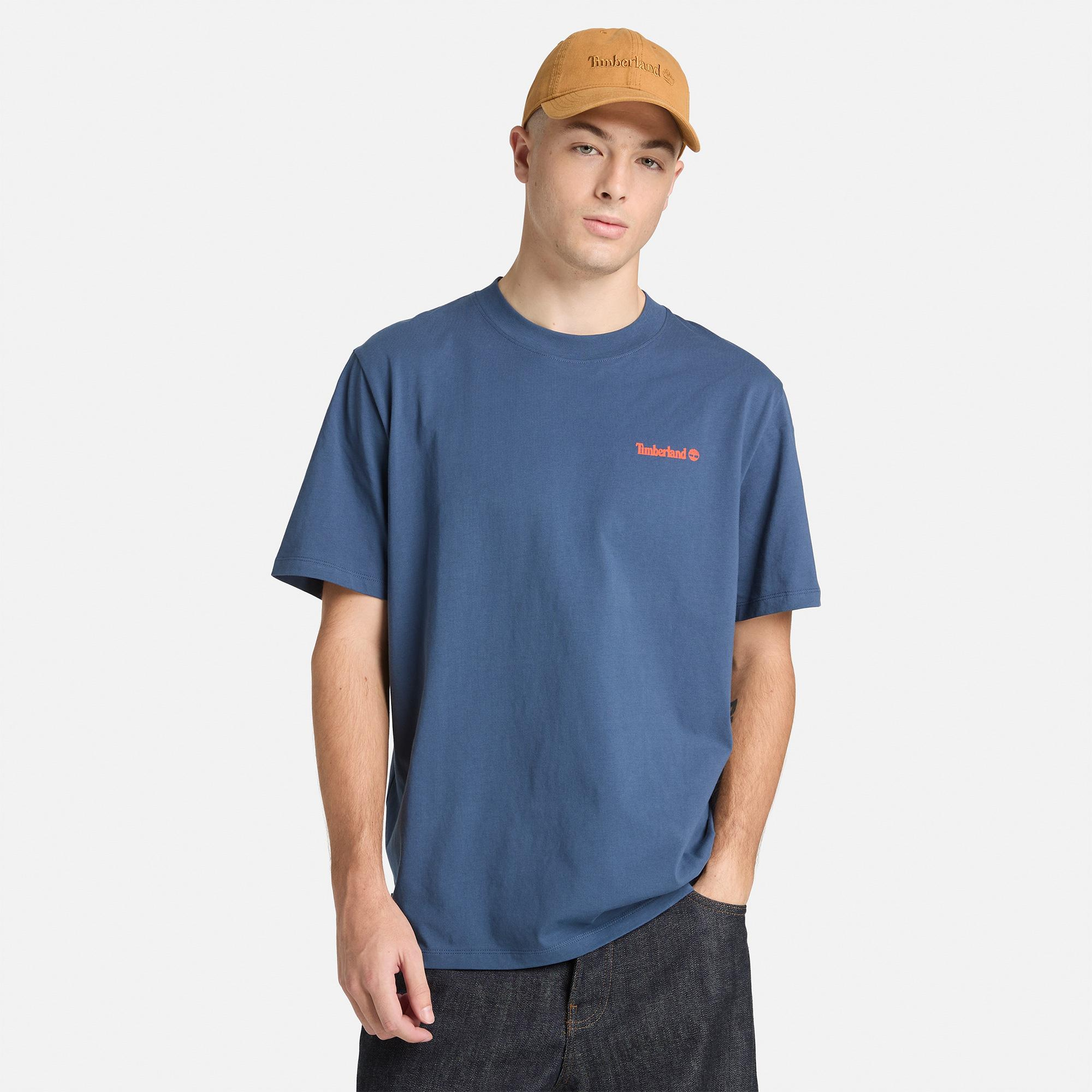 Timberland Magnet Back Graphic Erkek Mavi T-Shirt