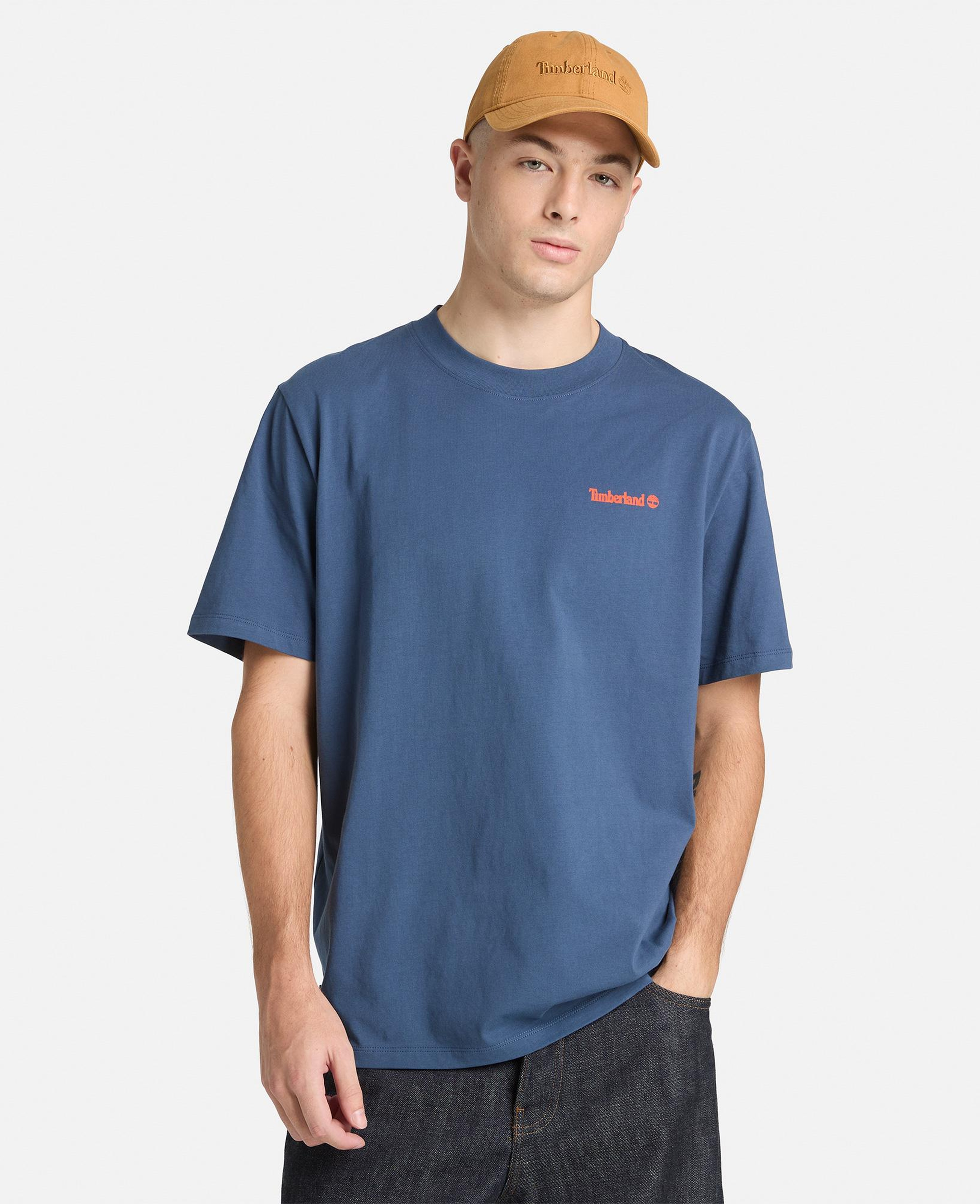 Timberland Magnet Back Graphic Erkek Mavi T-Shirt