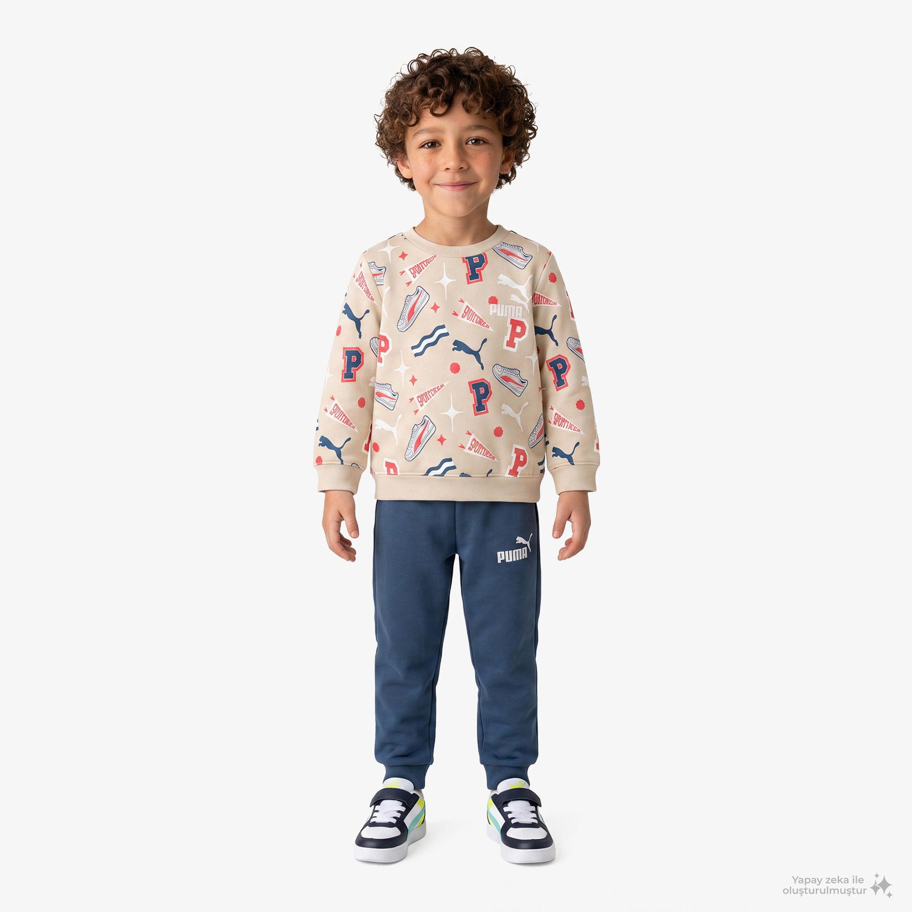 Puma Minicats Crew Çocuk Krem Eşofman Takımı