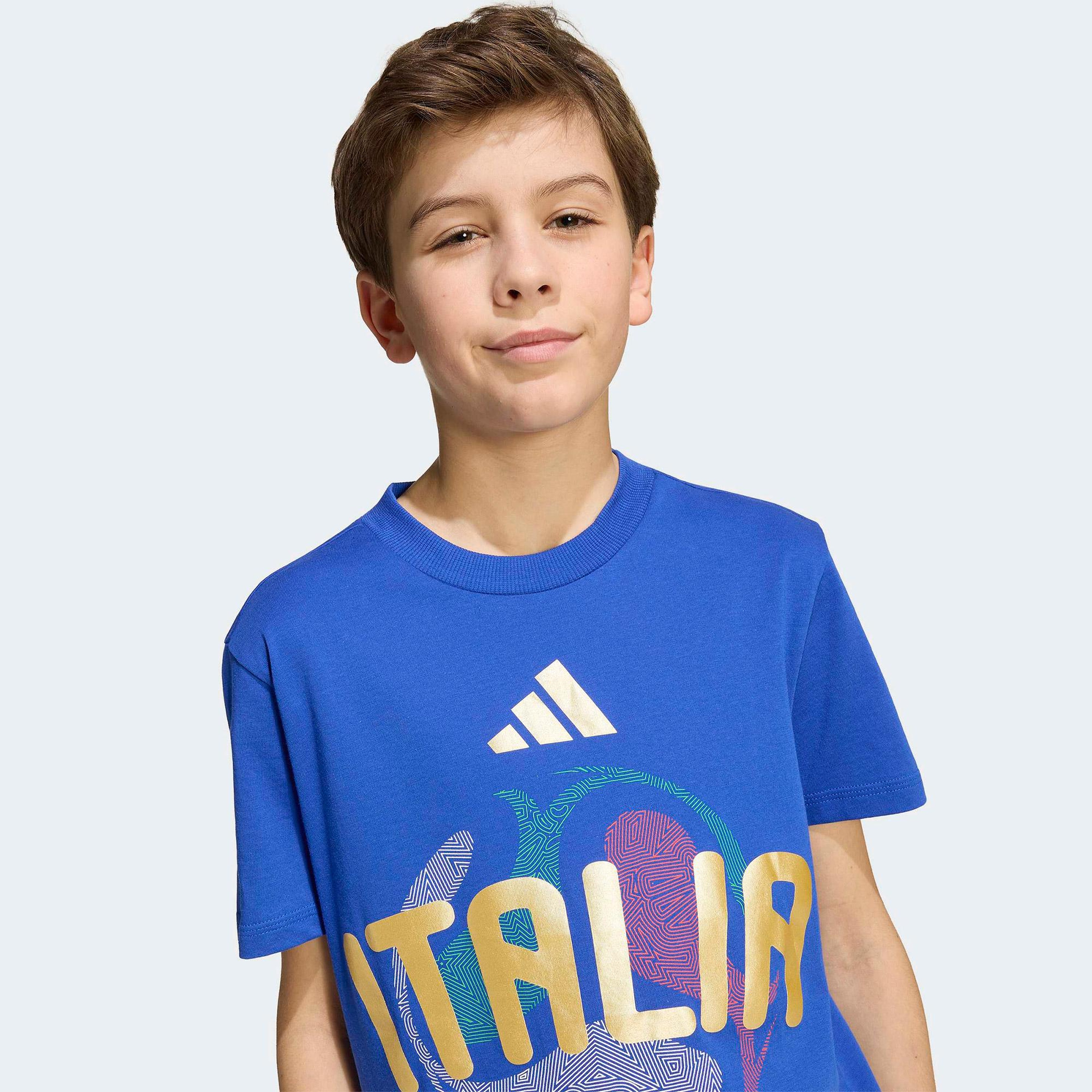 adidas İtalya Milli Takım Çocuk Mavi T-Shirt