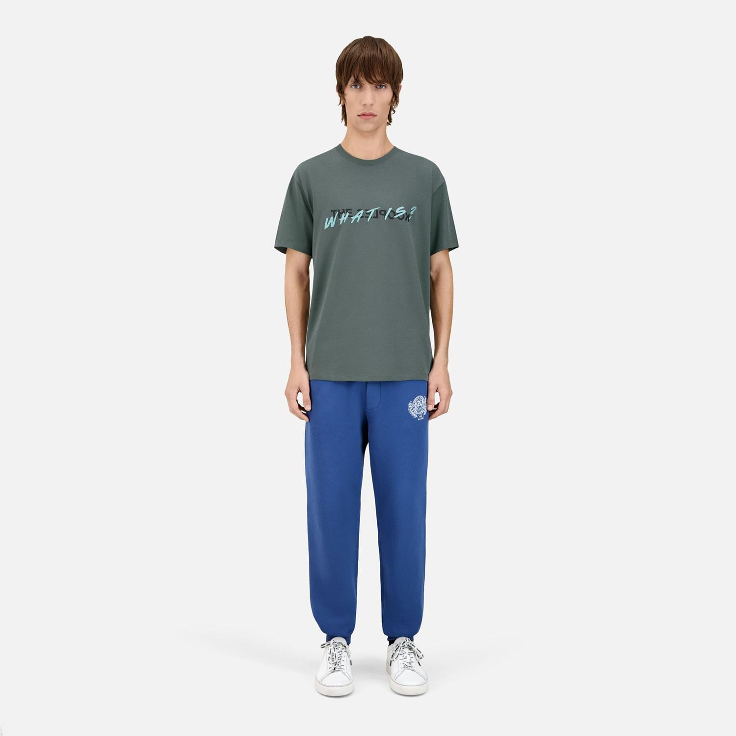 ERKEK BASKILI BİSİKLET YAKA YEŞİL T-SHIRT