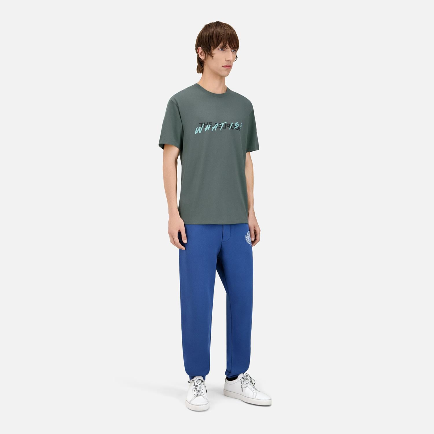 ERKEK BASKILI BİSİKLET YAKA YEŞİL T-SHIRT