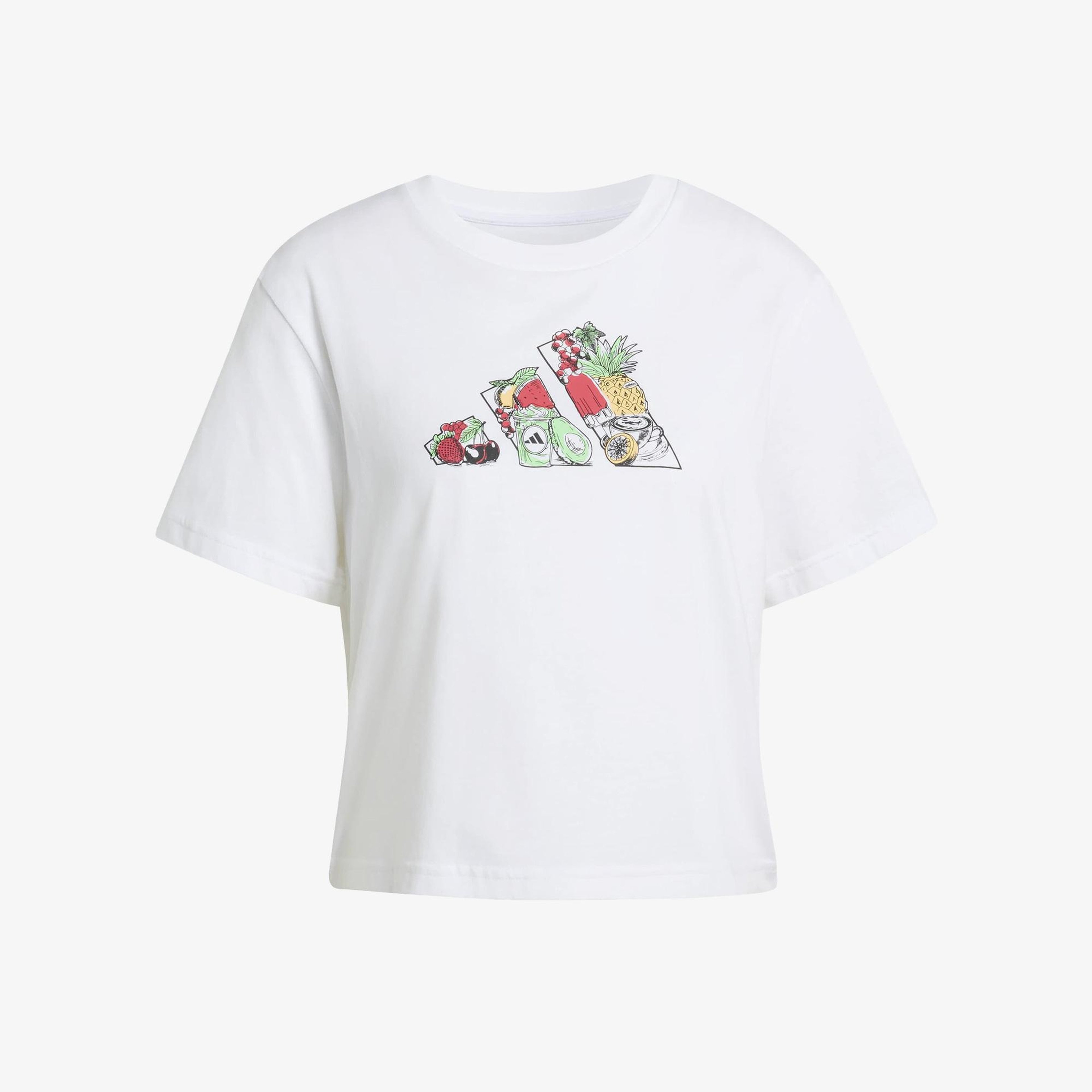 adidas Food Graphic Cropped Kadın Beyaz T-Shirt