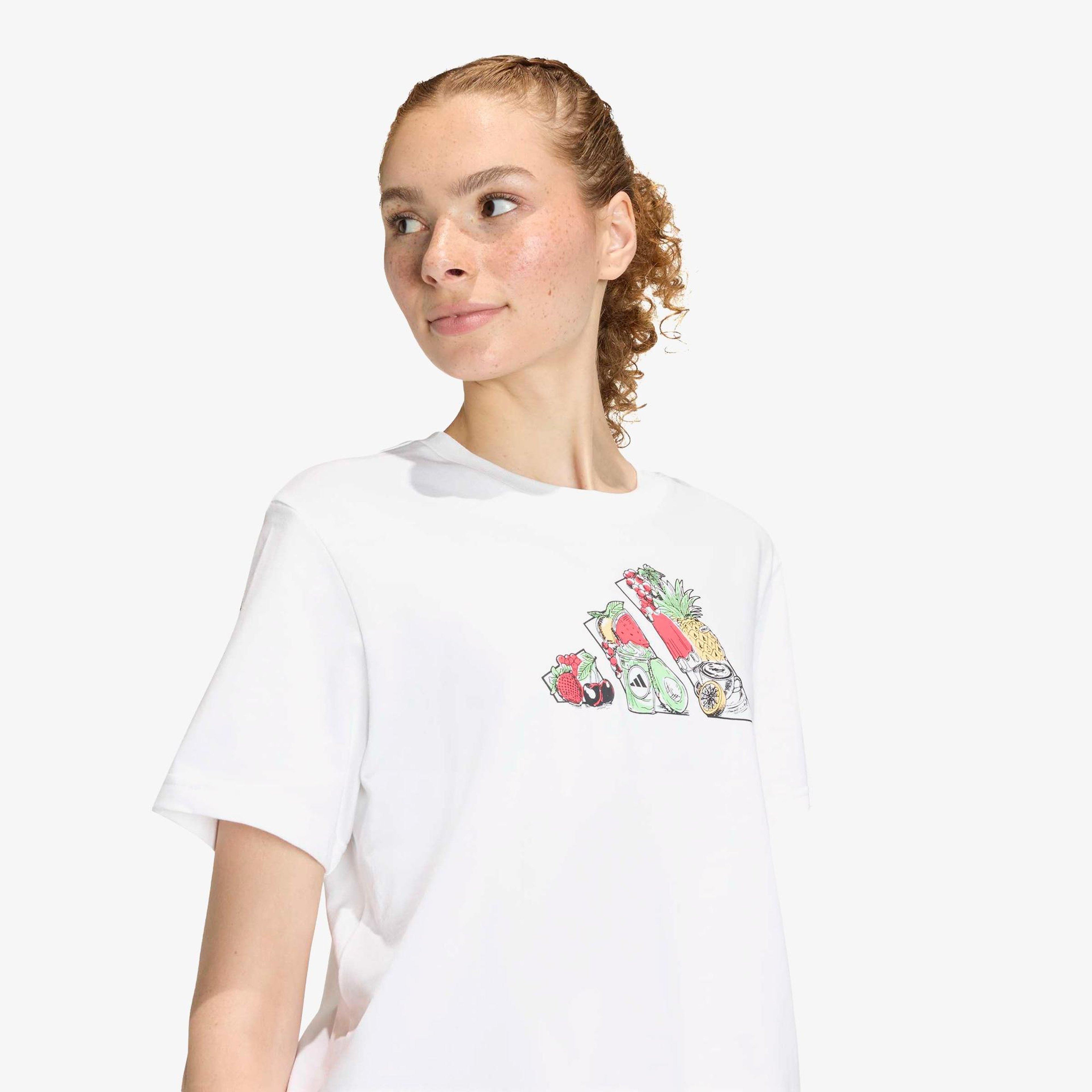adidas Food Graphic Cropped Kadın Beyaz T-Shirt