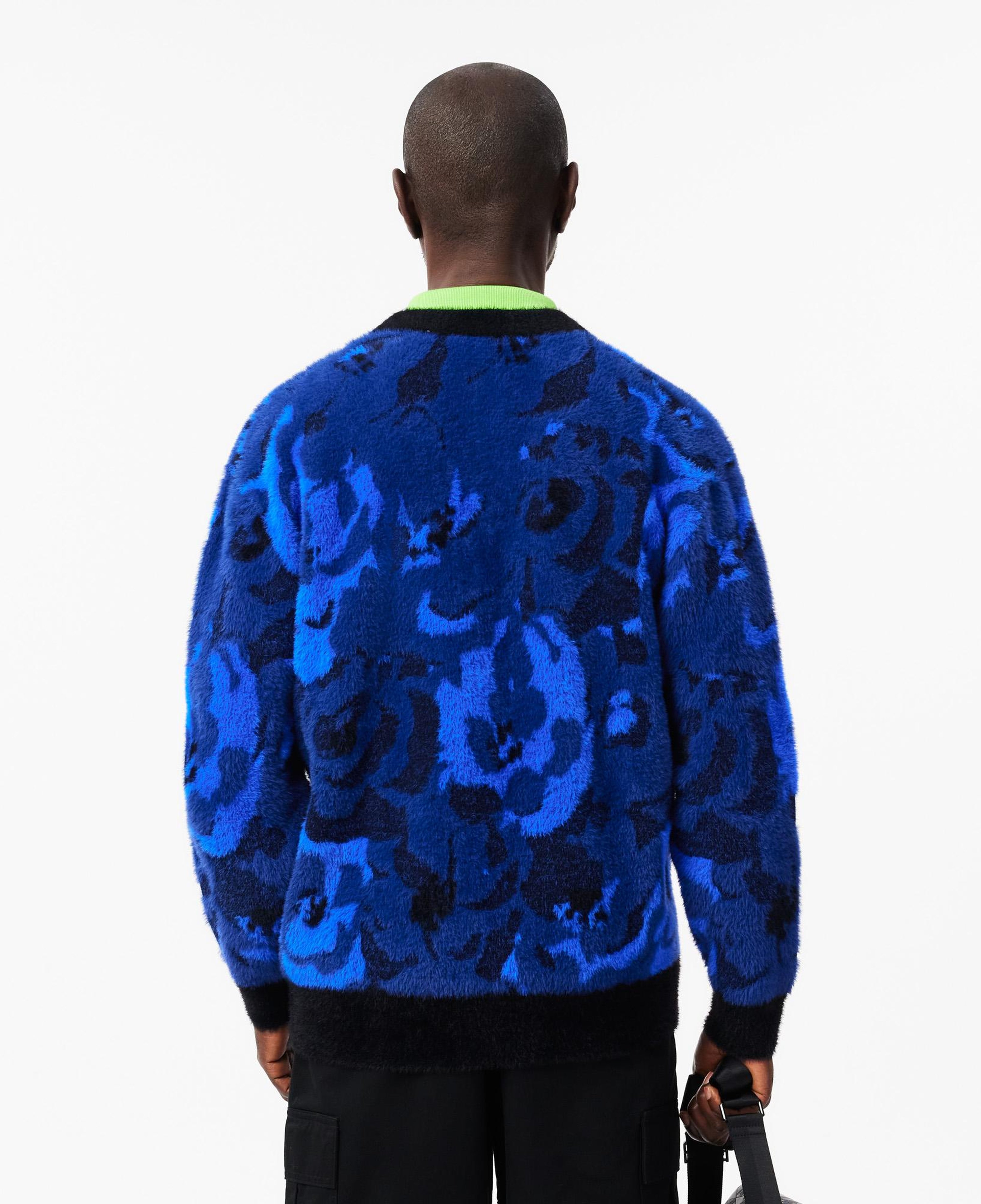 Erkek Relaxed Fit V Yaka Desenli Lacivert Hırka