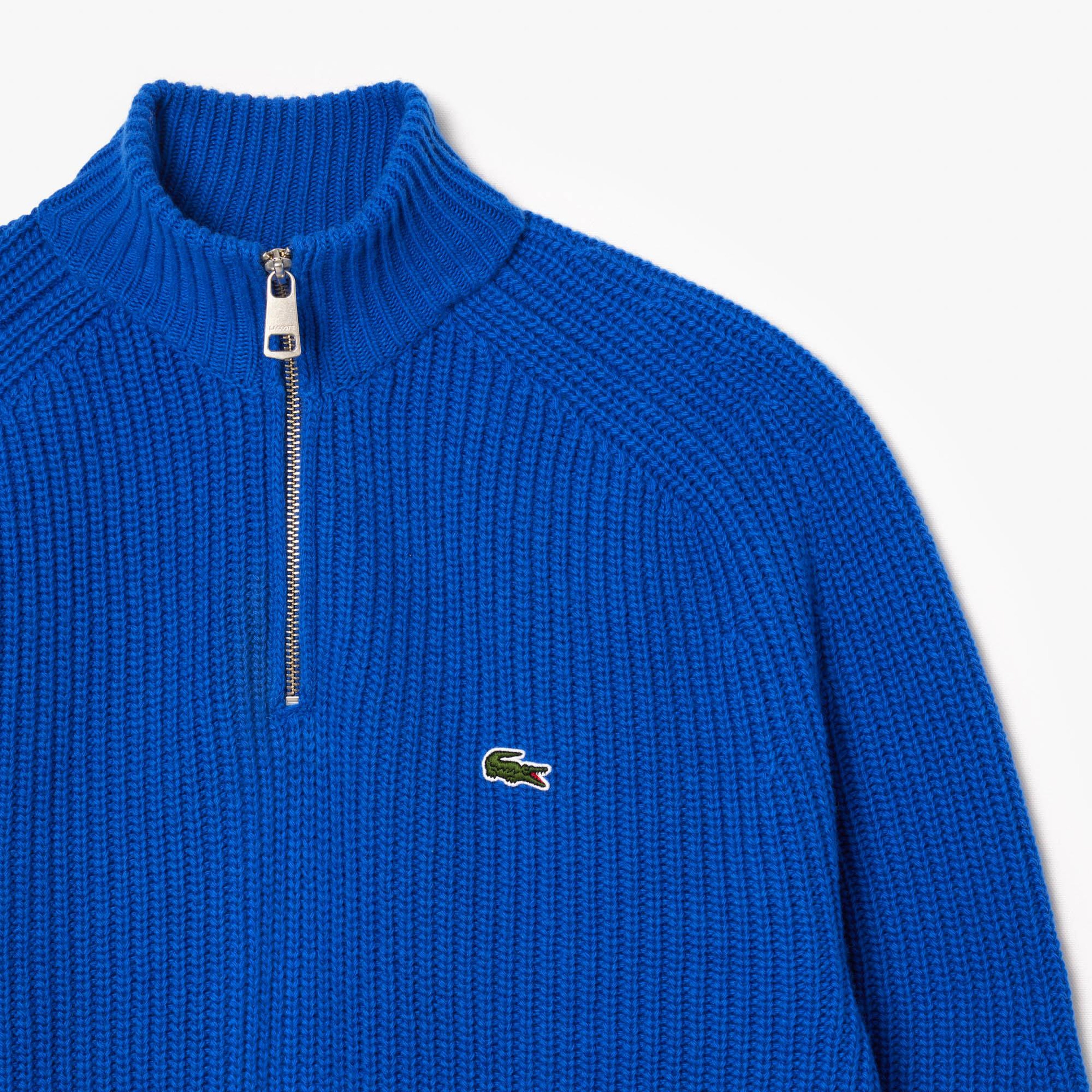 Erkek Classic Fit Yarım Fermuarlı Lacivert Yün Kazak