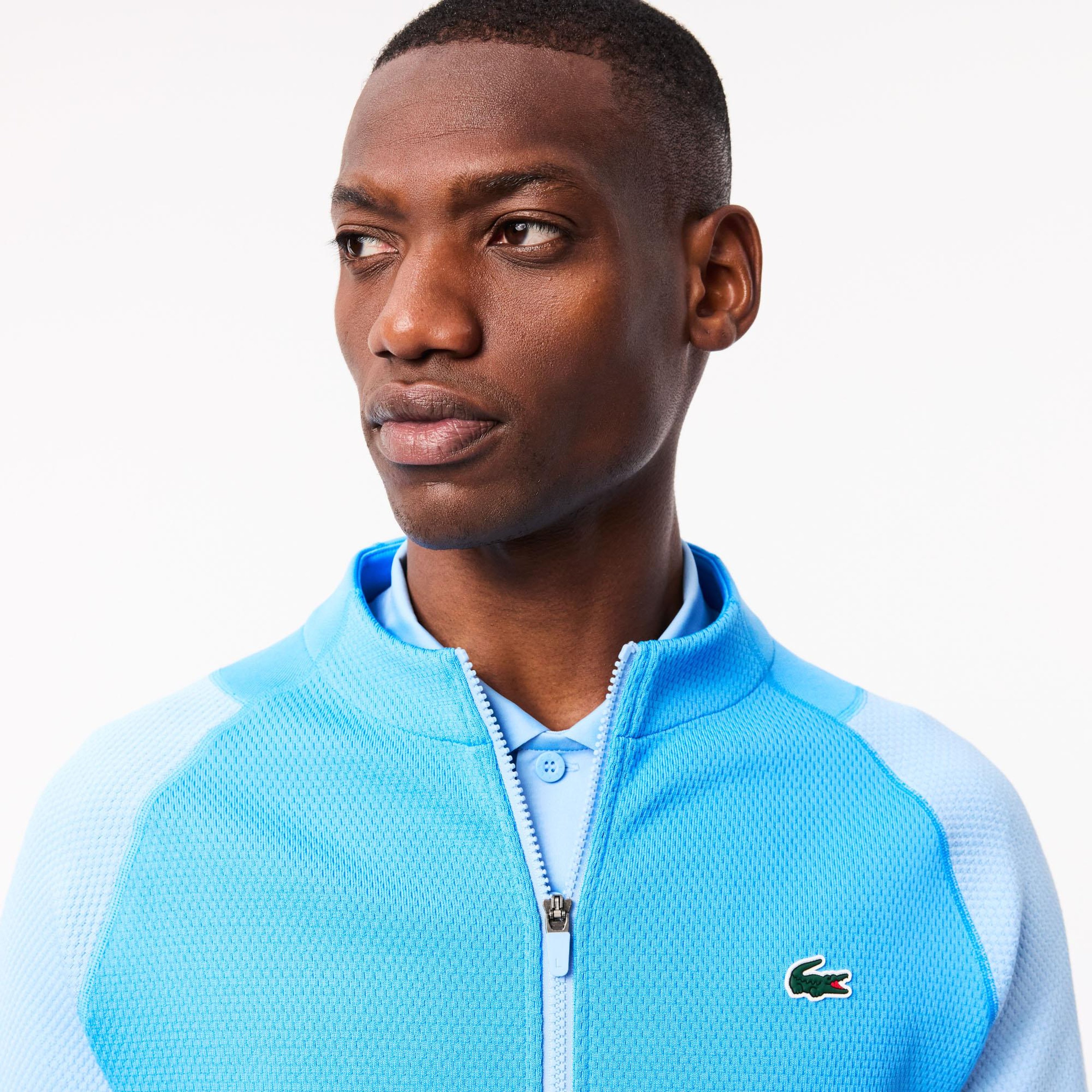 Novak Djokovic Erkek Regular Fit Fermuarlı Renk Bloklu Mavi Sweatshirt