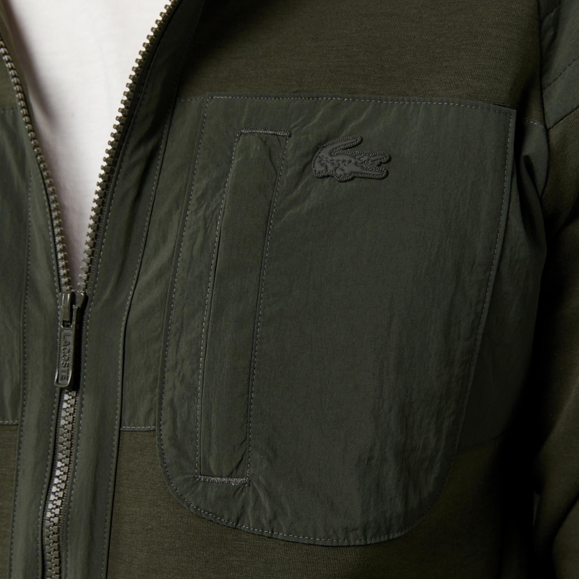 Erkek Regular Fit Fermuarlı Koyu Yeşil Sweatshirt