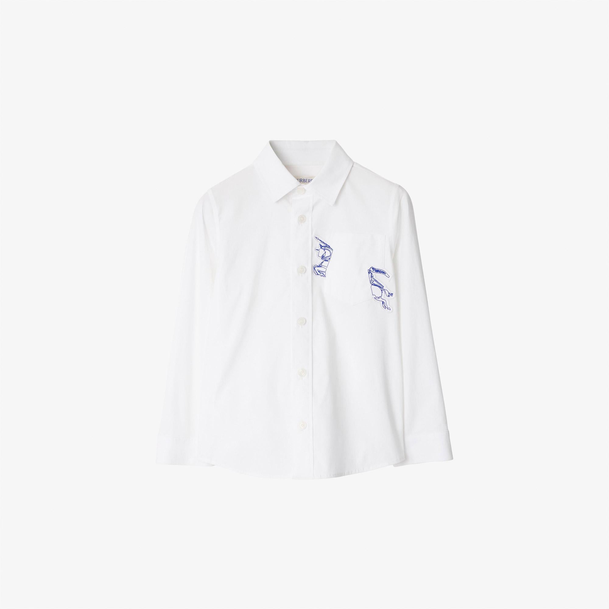 Burberry Owen Stretch Cotton Çocuk Beyaz Gömlek
