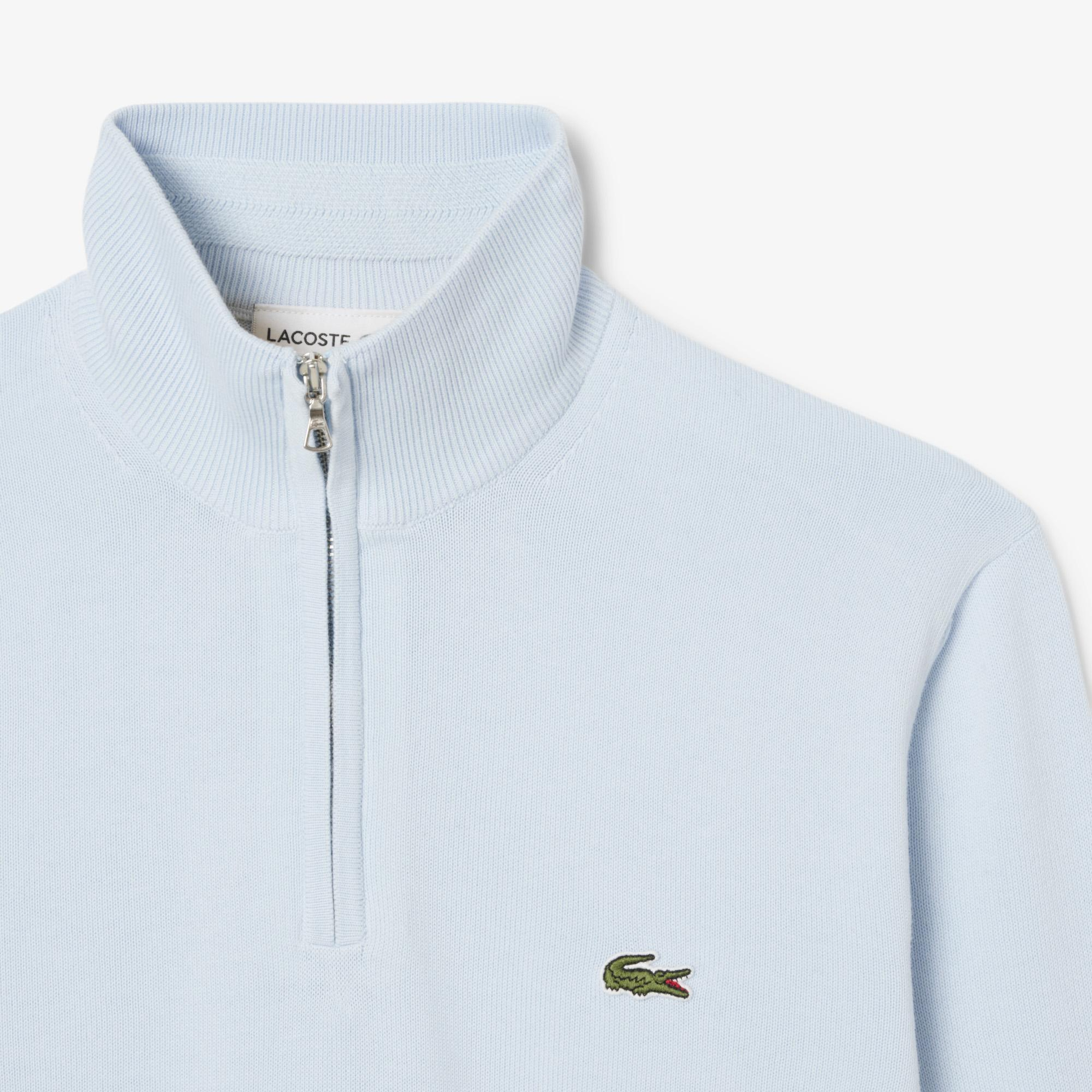 Zipped High Neck Cotton Sweater